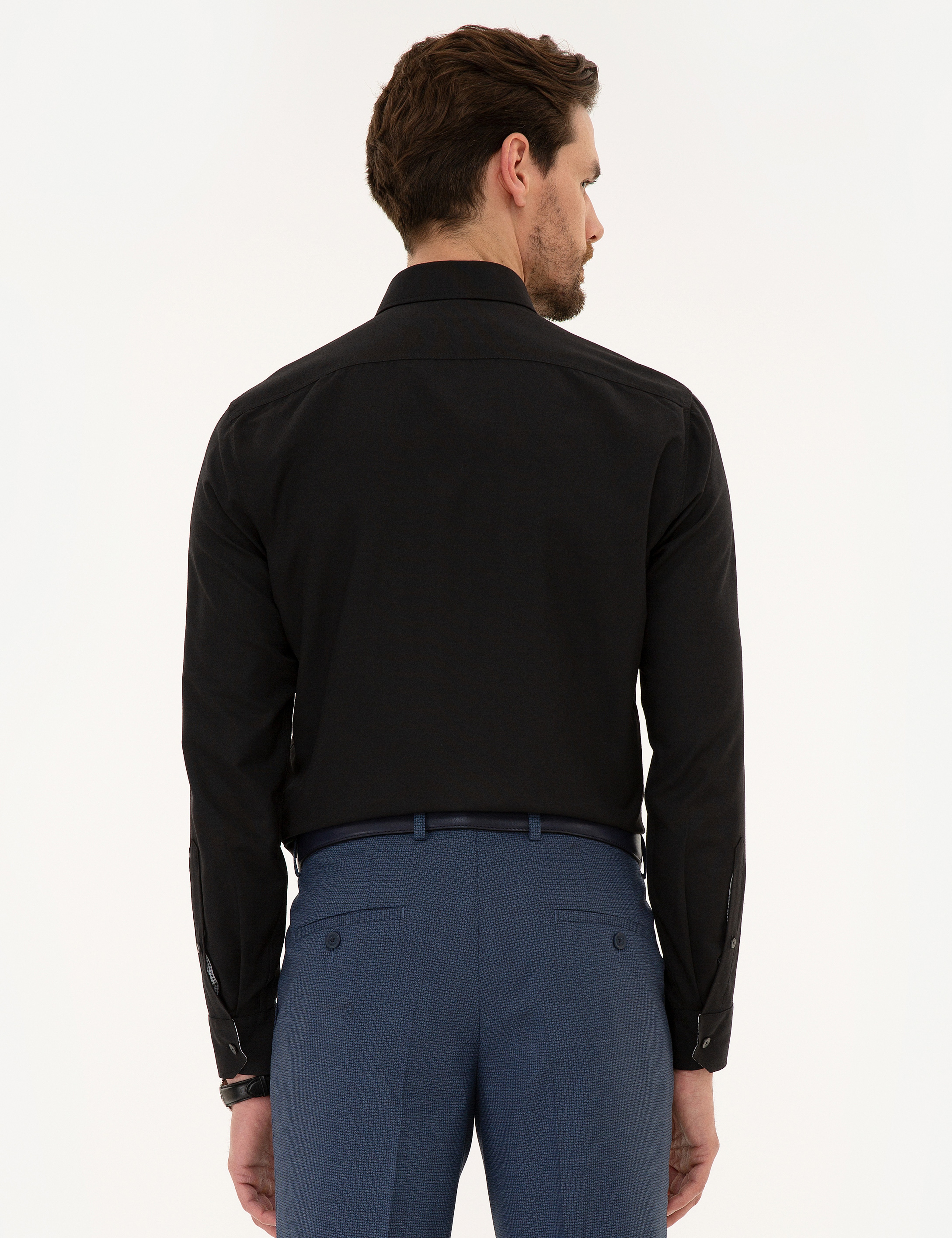 Siyah Slim Fit Oxford Gömlek