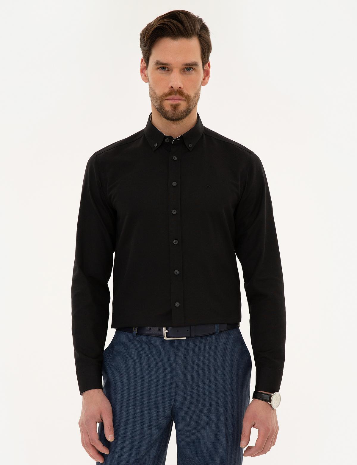 Siyah Slim Fit Oxford Gömlek - 50219310052