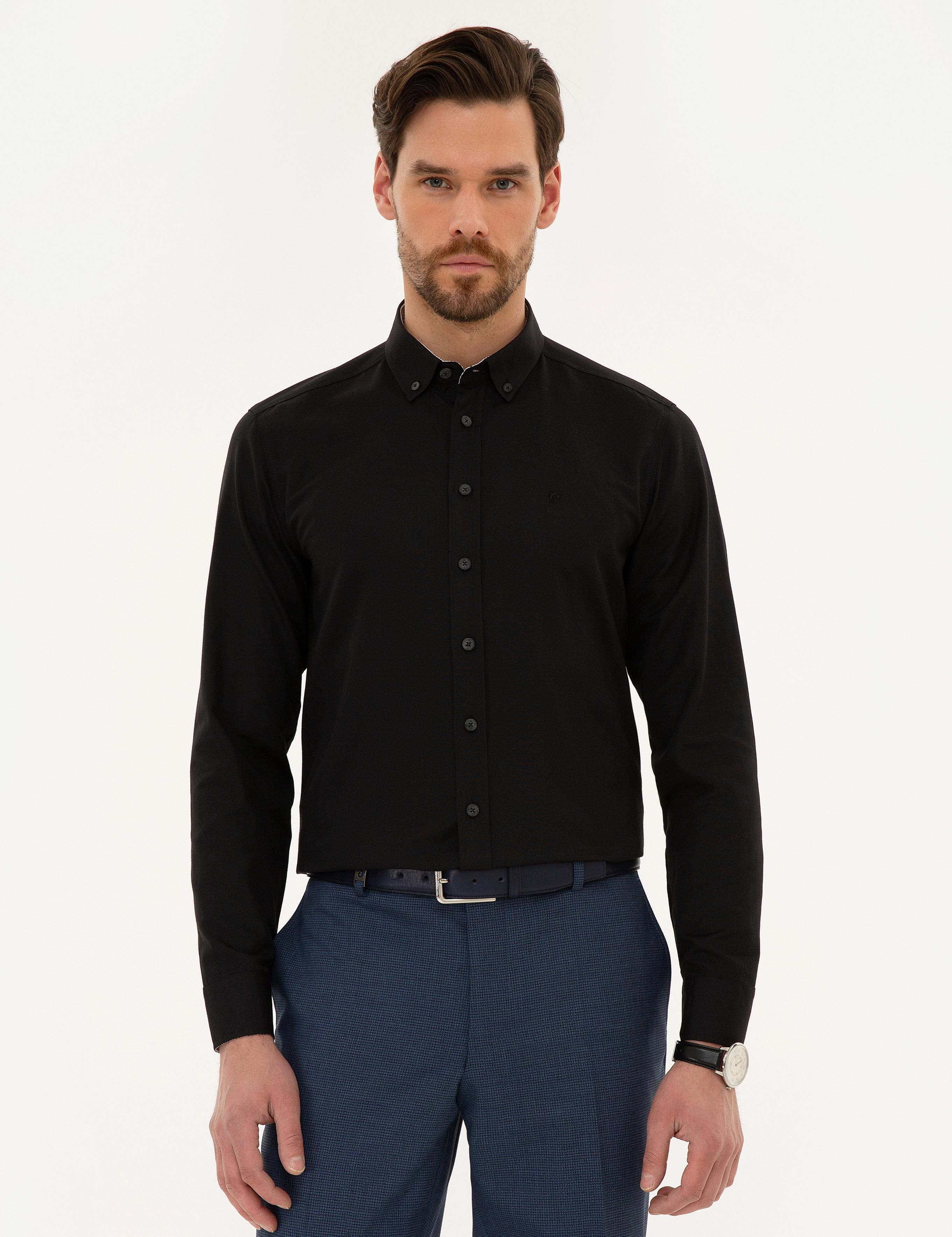 Siyah Slim Fit Oxford Gömlek