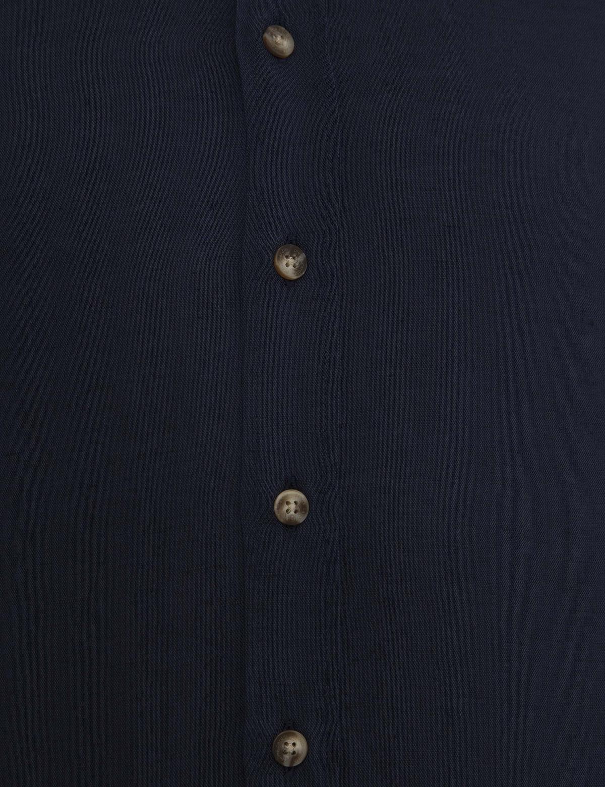 Lacivert Slim Fit Keten Karışımlı Gömlek - 50220171002