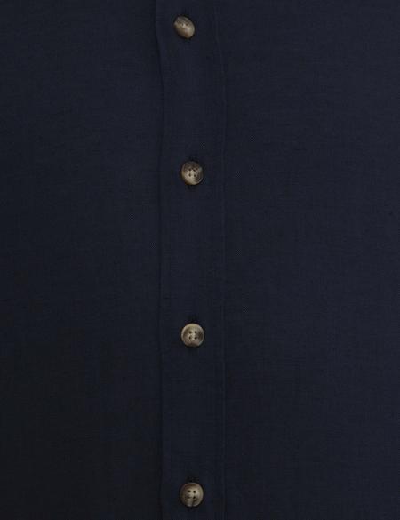 Lacivert Slim Fit Keten Karışımlı Gömlek - 50220171002