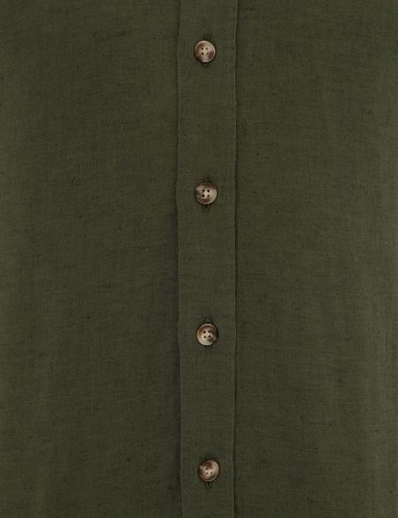 Haki Slim Fit Keten Karışımlı Gömlek - 50220171029