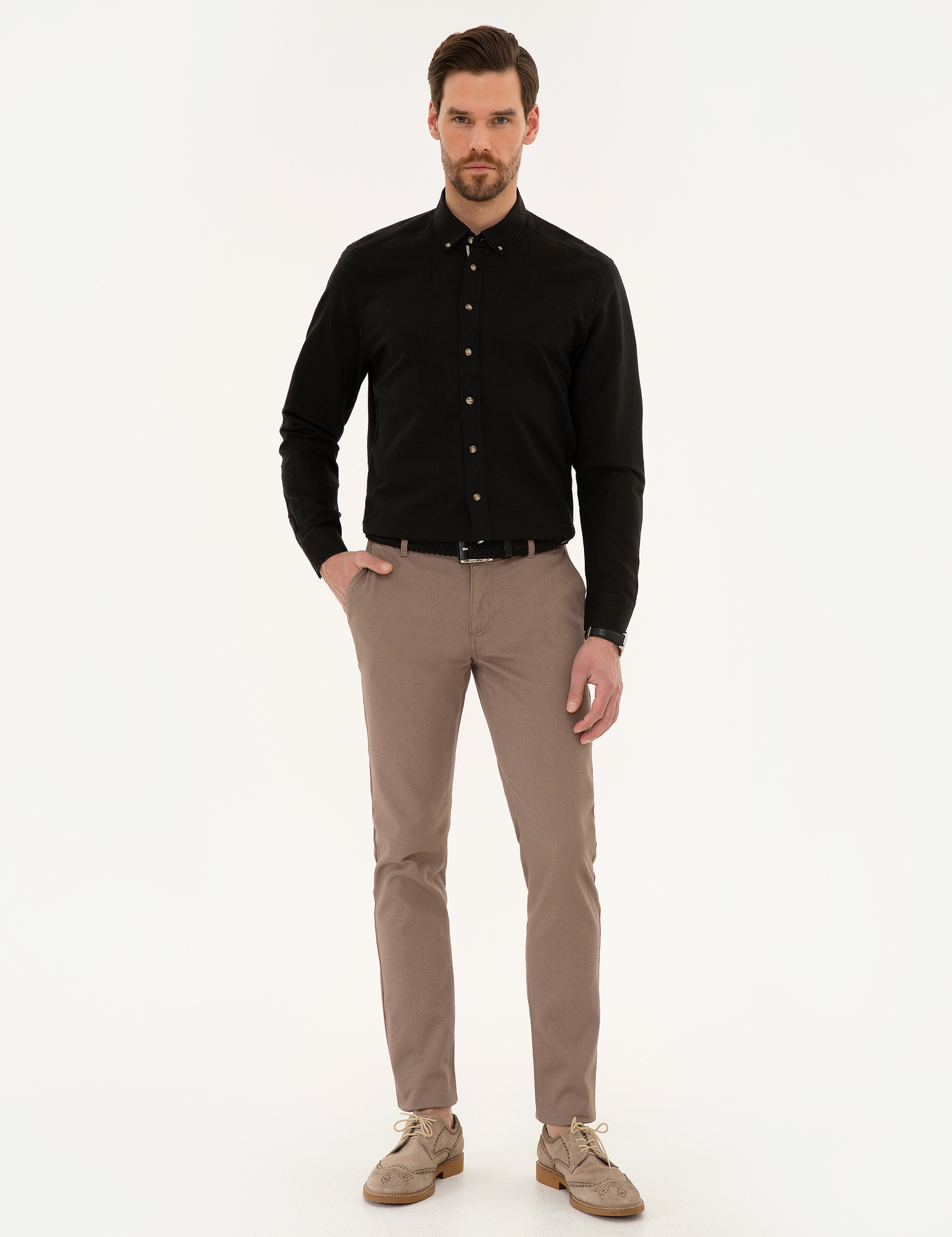 Siyah Slim Fit Uzun Kollu Gömlek - Image 4