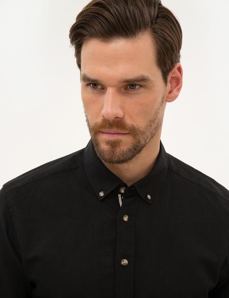 Siyah Slim Fit Uzun Kollu Gömlek - 50220171085
