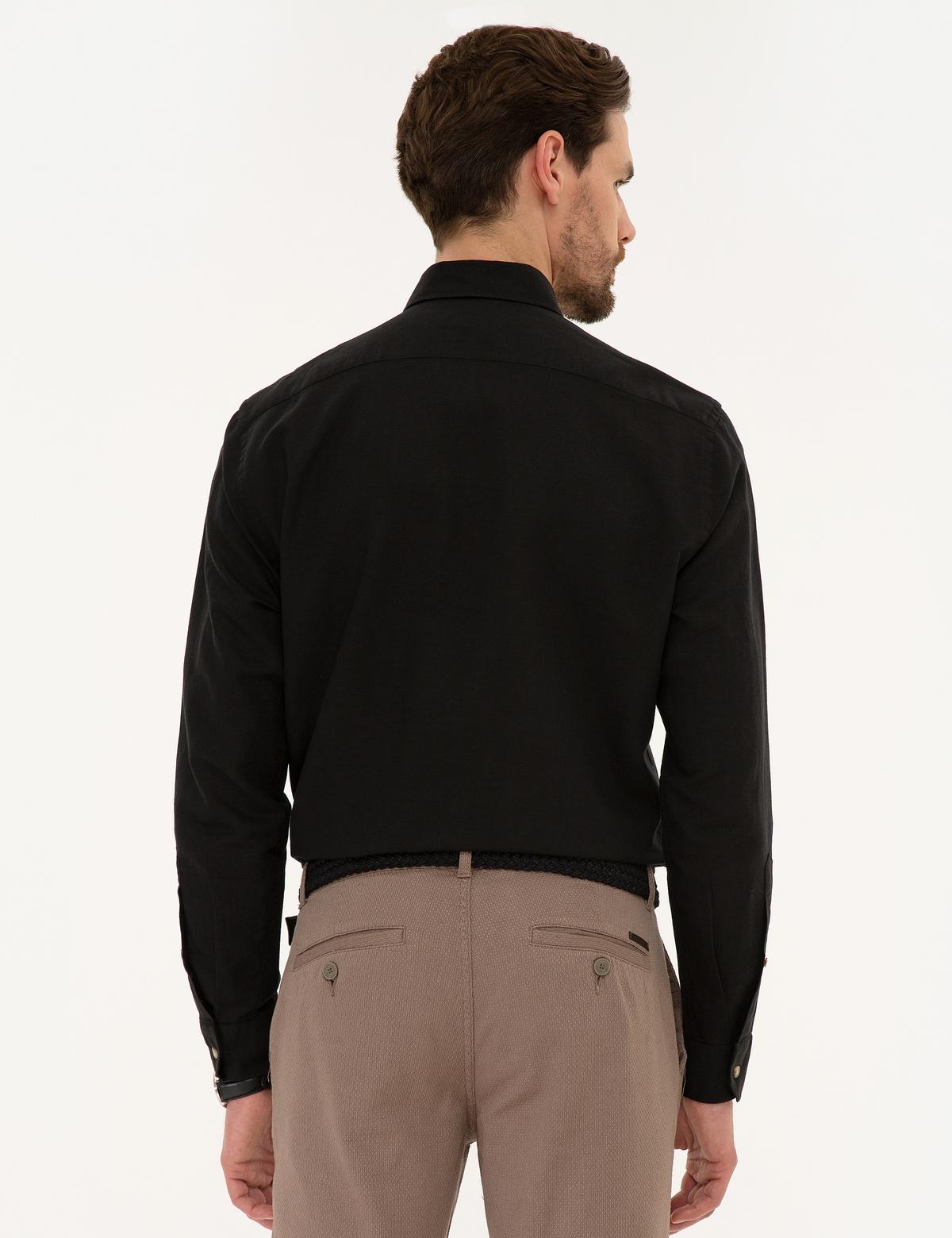 Siyah Slim Fit Uzun Kollu Gömlek - 50220171085