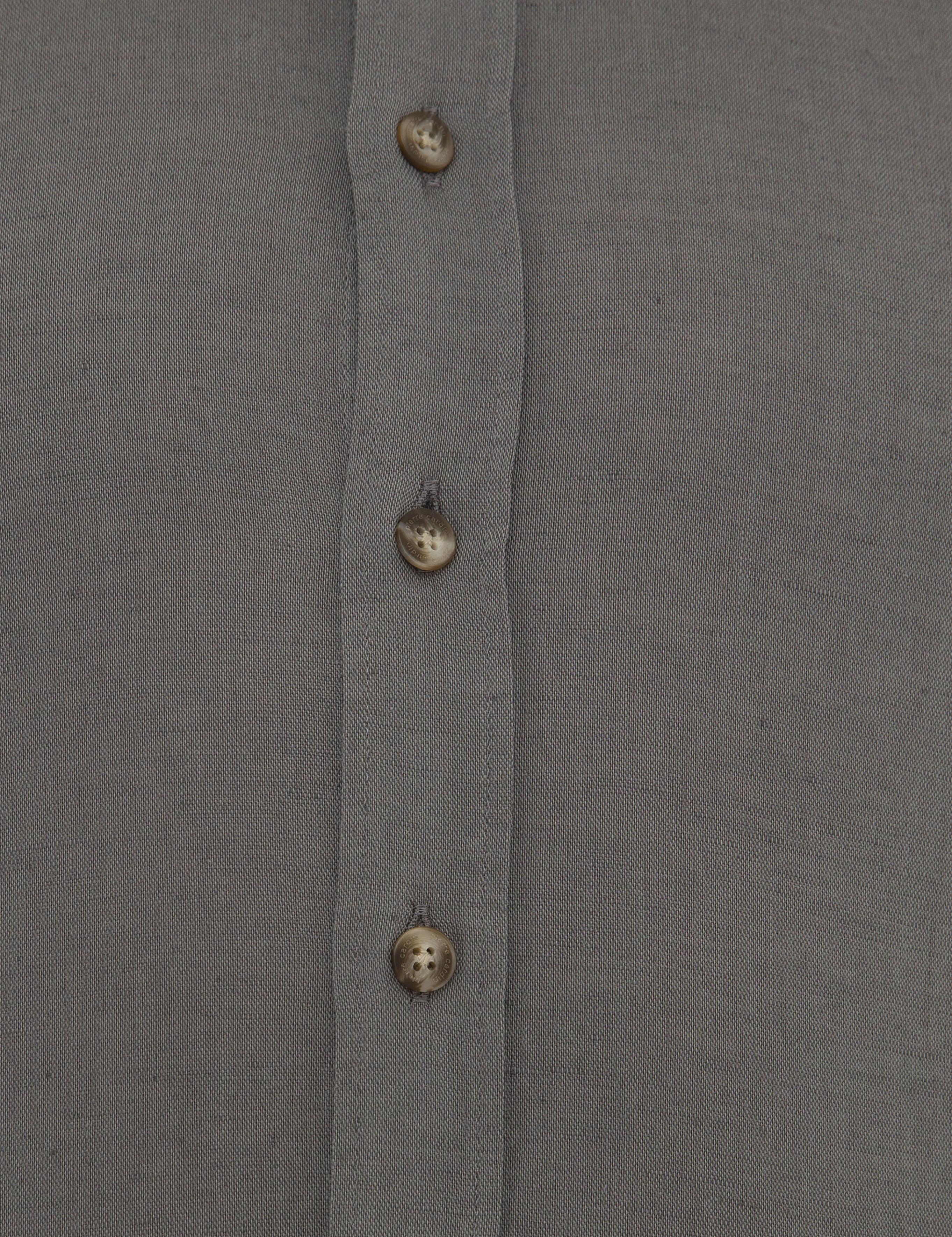 Gri Slim Fit Keten Karışımlı Gömlek