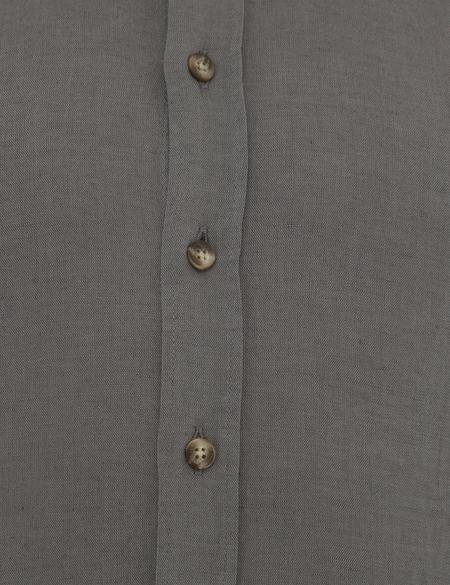 Gri Slim Fit Keten Karışımlı Gömlek - 50220171038