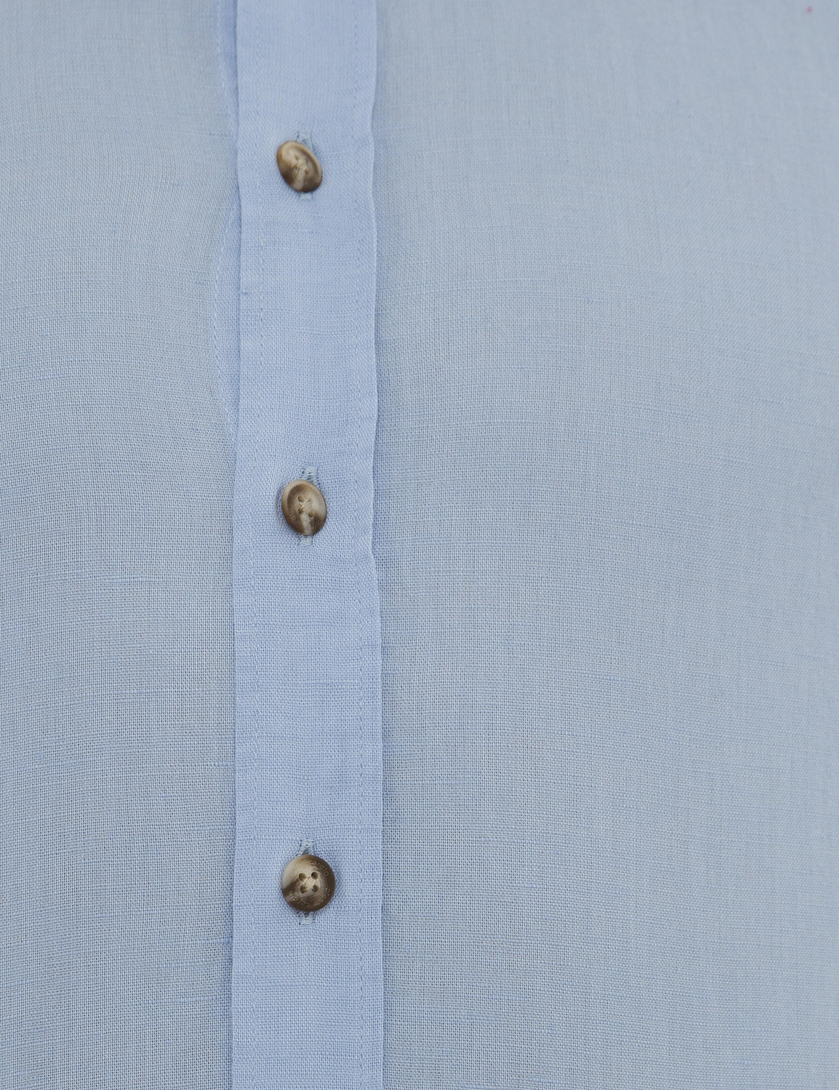 Açık Mavi Slim Fit Keten Karışımlı Gömlek