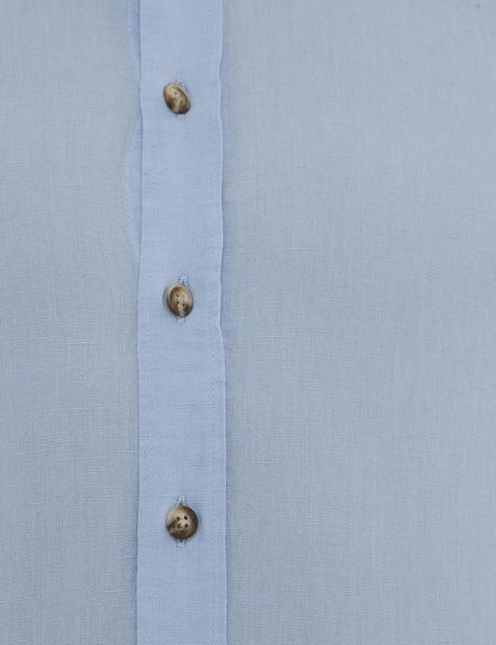 Açık Mavi Slim Fit Keten Karışımlı Gömlek - 50220171109