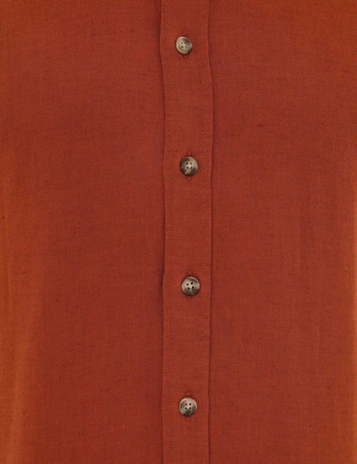 Kiremit Slim Fit Keten Karışımlı Gömlek - 50220171129