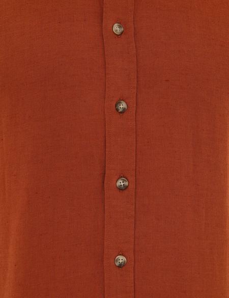 Kiremit Slim Fit Keten Karışımlı Gömlek - 50220171129