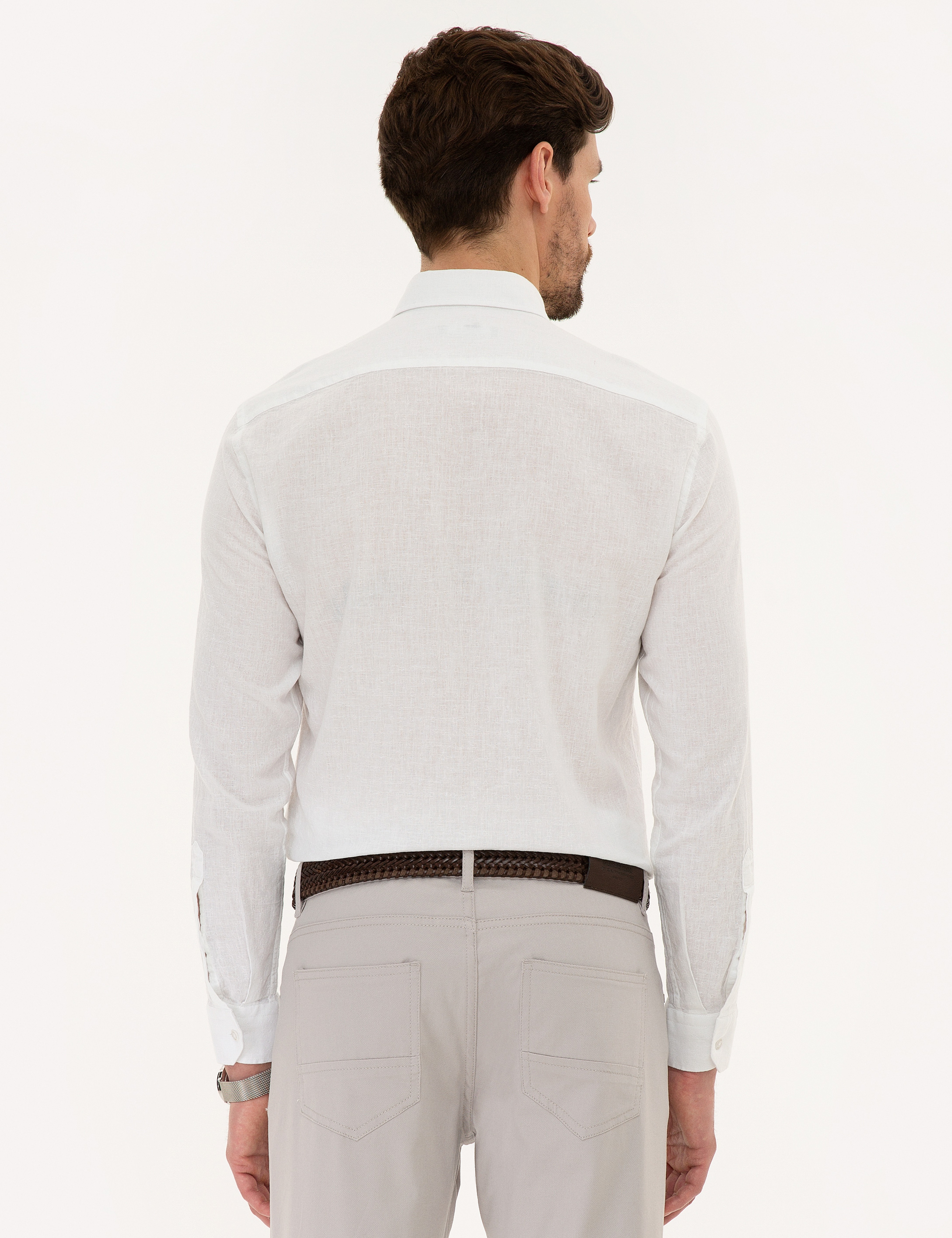 Beyaz Slim Fit Uzun Kollu Gömlek