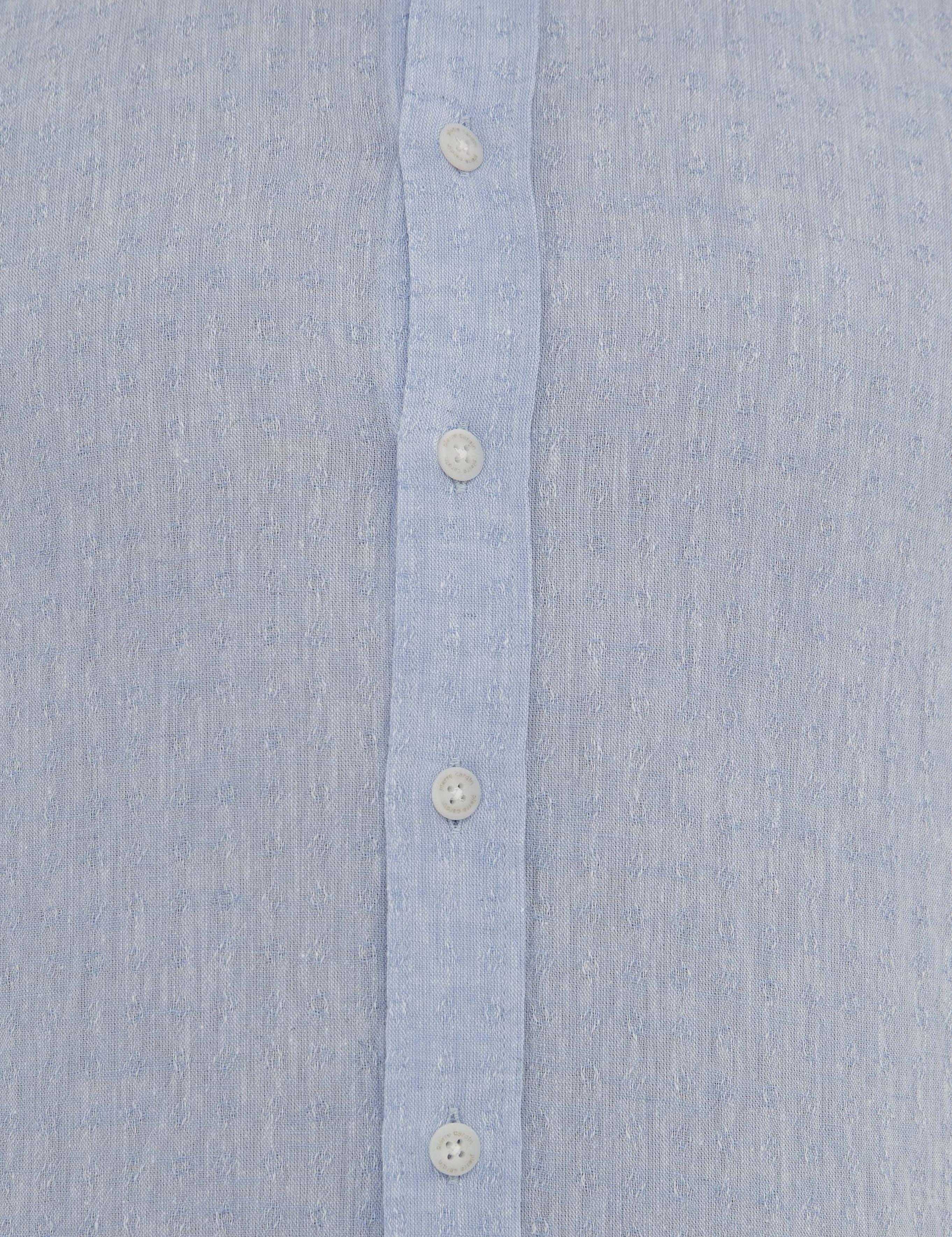 Açık Mavi Slim Fit Keten Karışımlı Gömlek