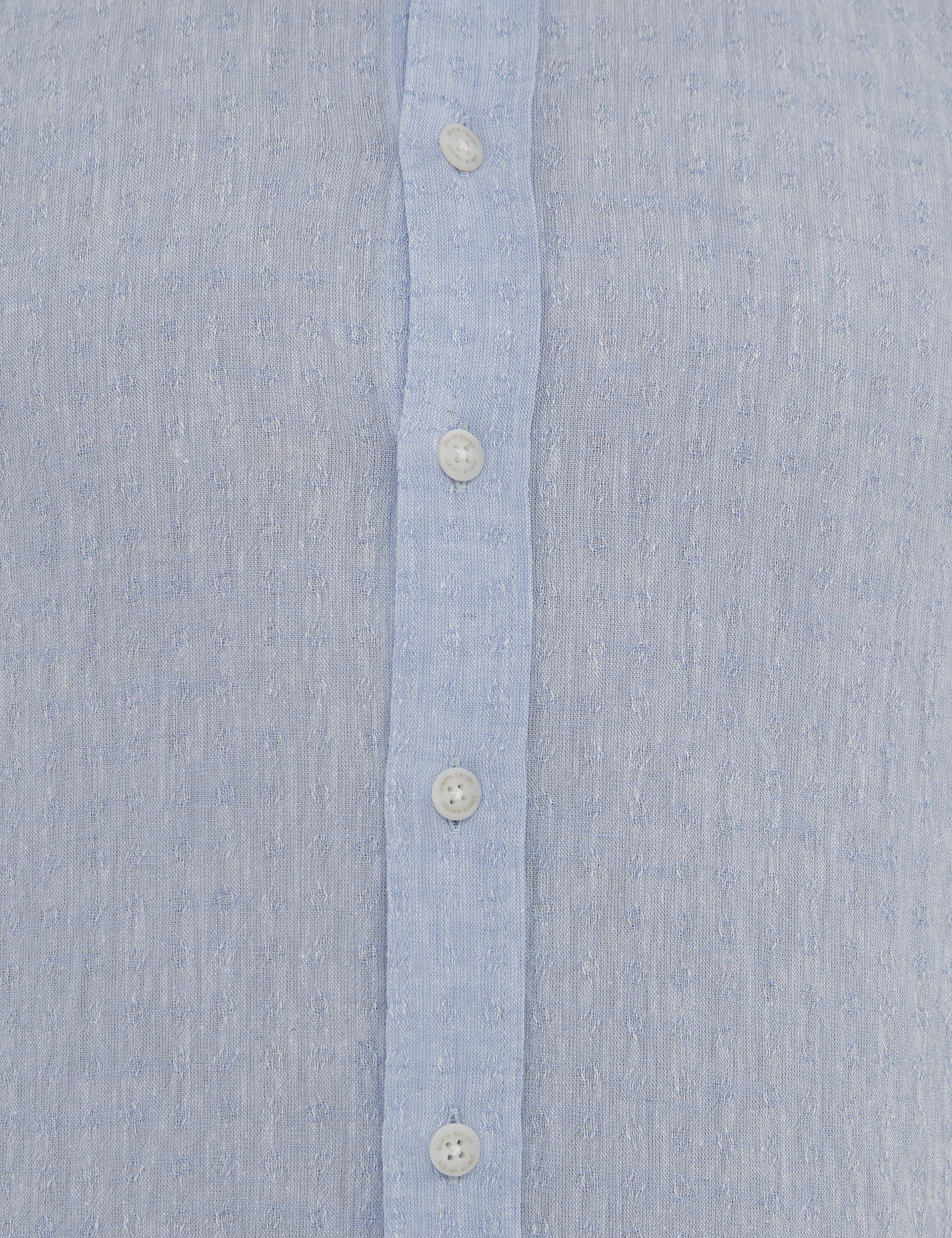 Açık Mavi Slim Fit Keten Karışımlı Gömlek