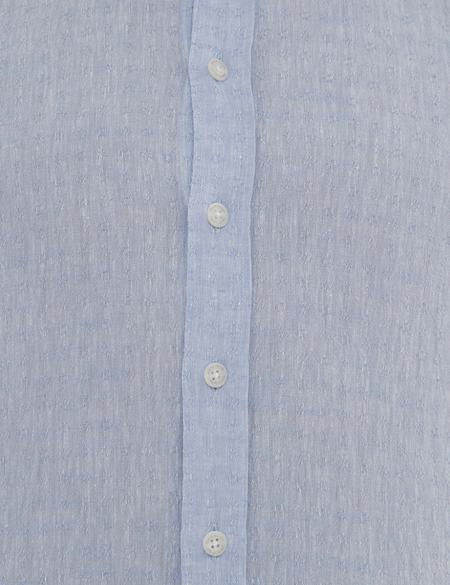 Açık Mavi Slim Fit Keten Karışımlı Gömlek - 50220180010