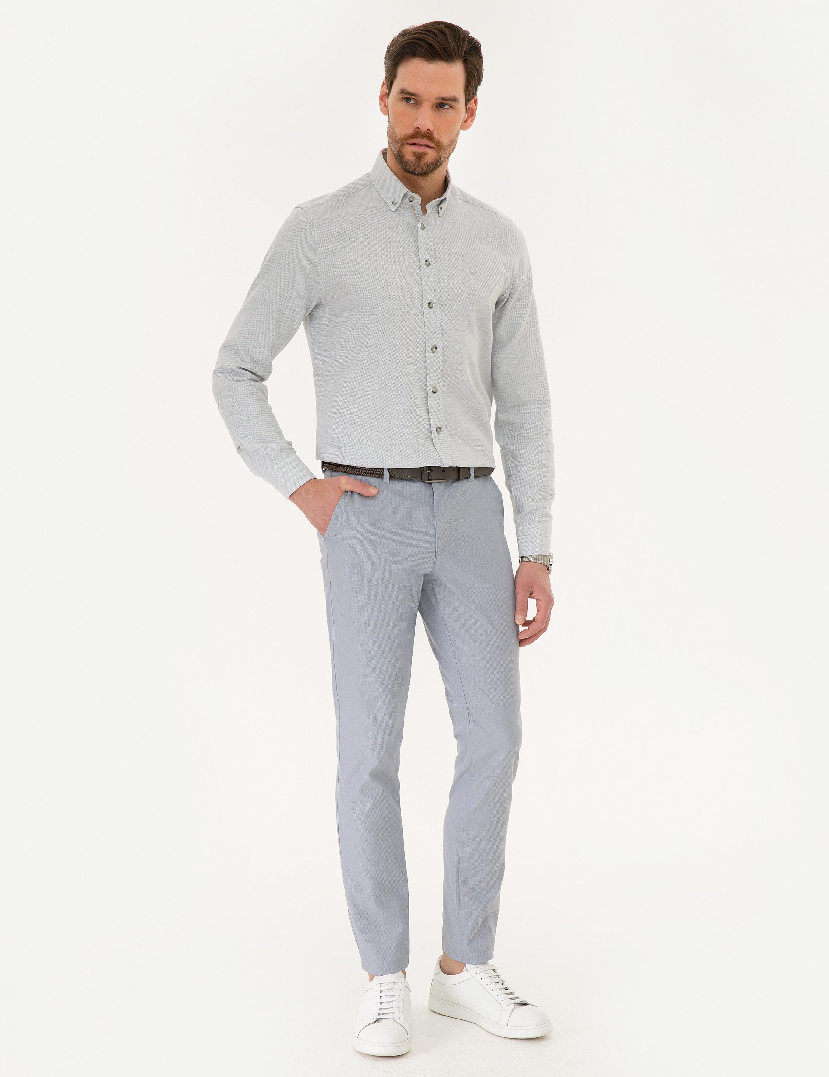 Gri Slim Fit Oxford Gömlek