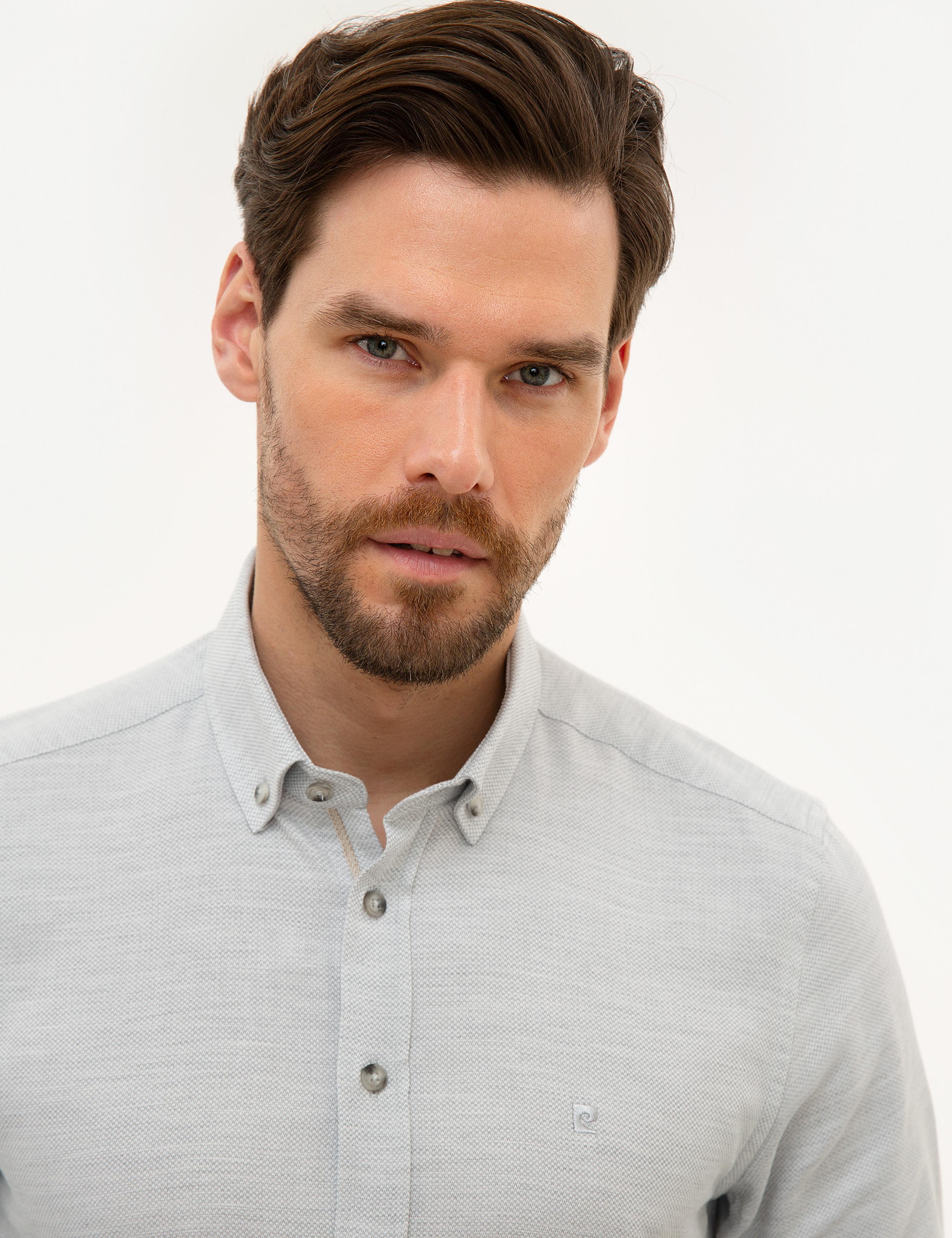 Gri Slim Fit Oxford Gömlek