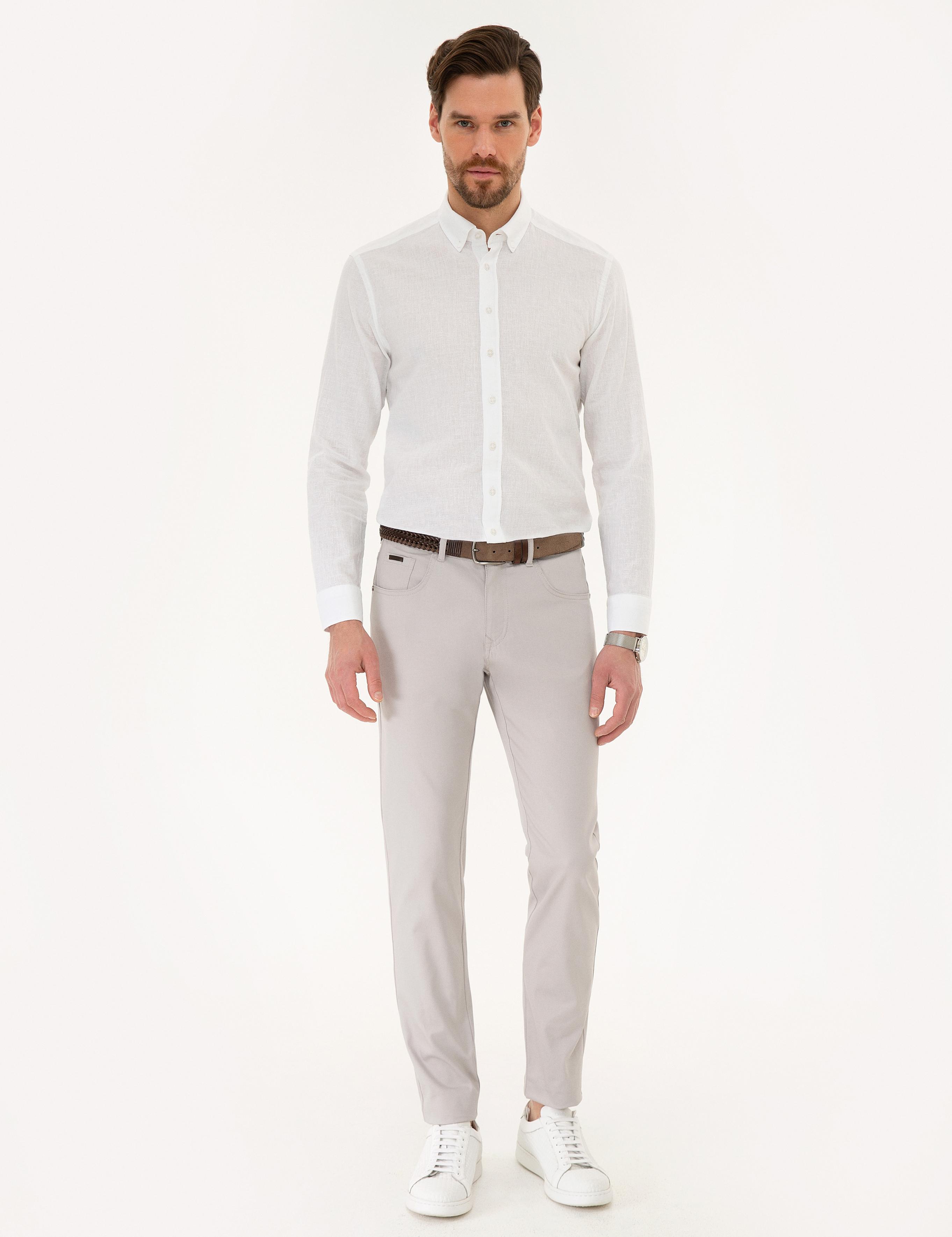 Beyaz Slim Fit Uzun Kollu Gömlek