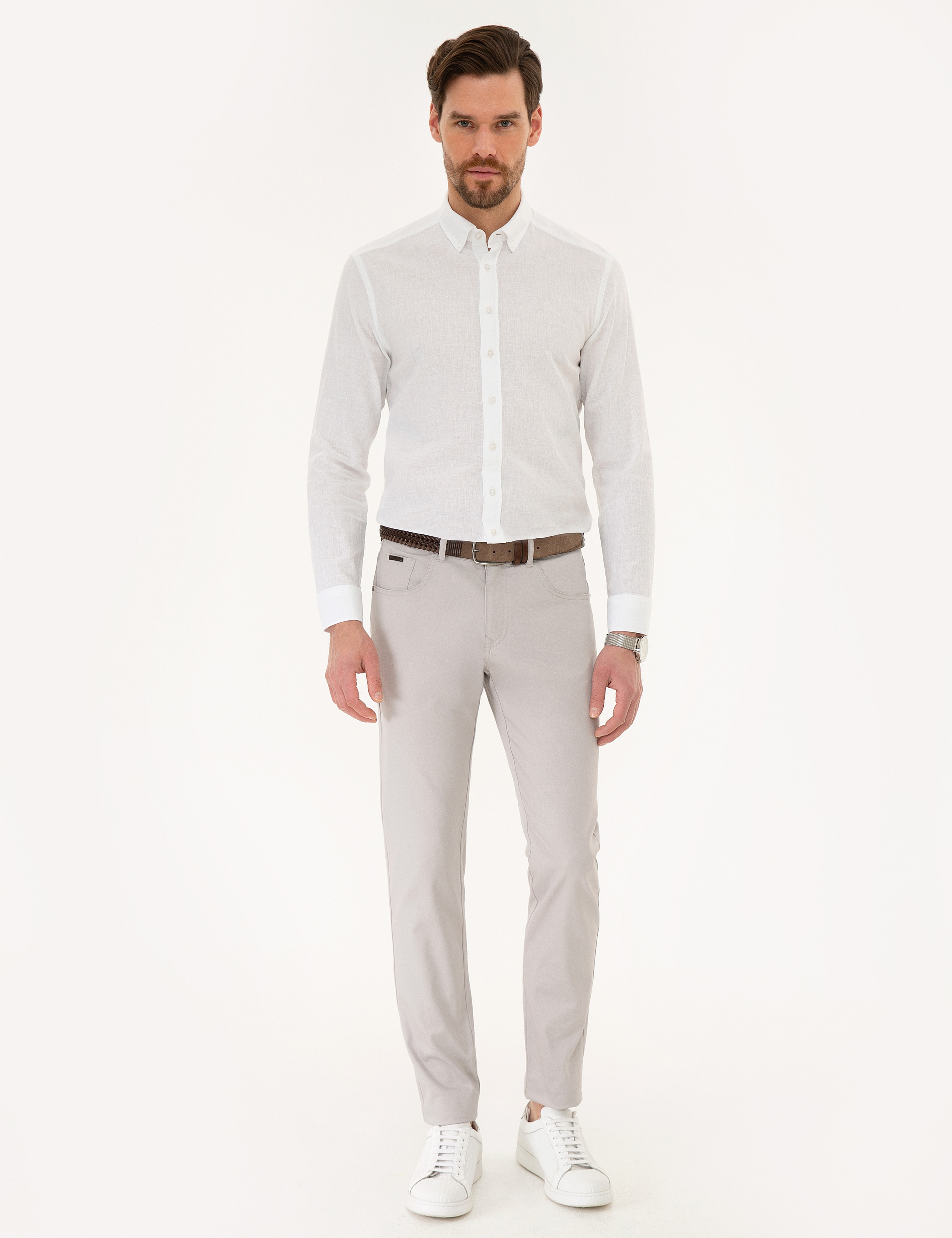 Beyaz Slim Fit Uzun Kollu Gömlek