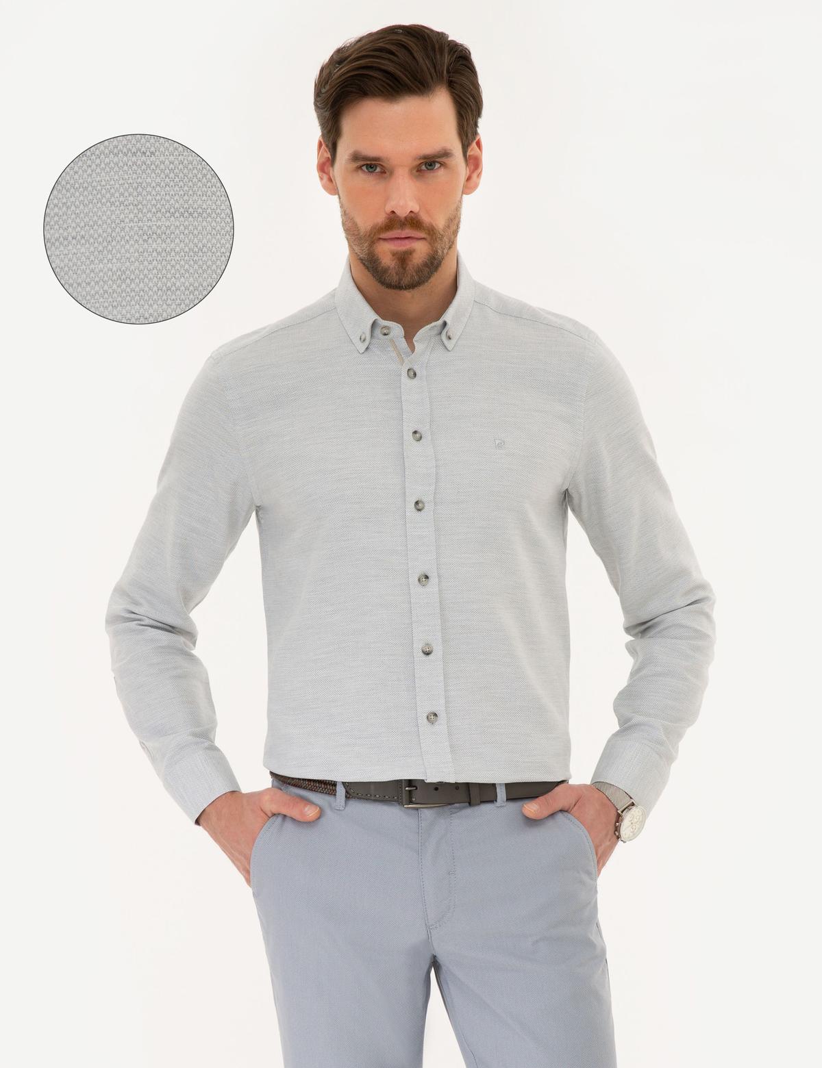 Gri Slim Fit Oxford Gömlek