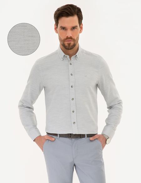 Gri Slim Fit Oxford Gömlek - 50220193010