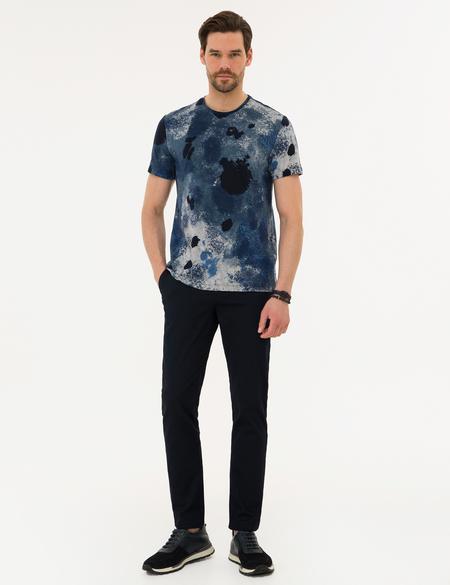 Lacivert Slim Fit Bisiklet Yaka T-Shirt - 50218457024