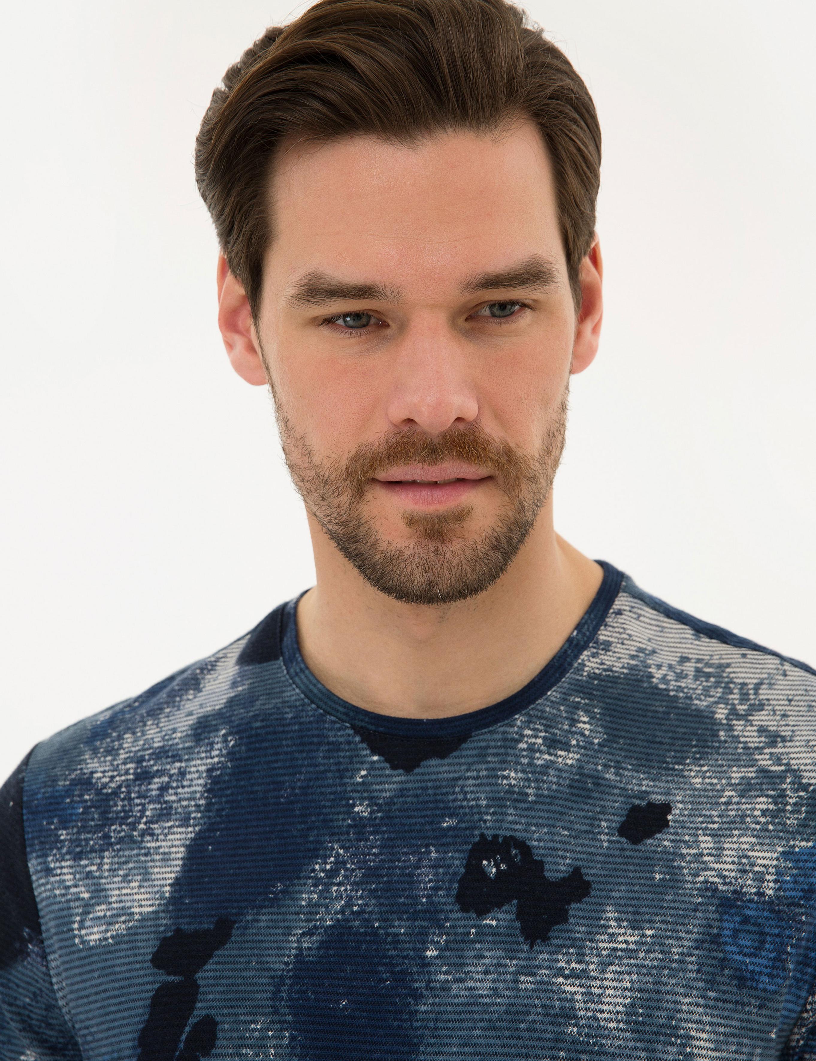 Lacivert Slim Fit Bisiklet Yaka T-Shirt