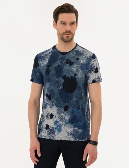 Lacivert Slim Fit Bisiklet Yaka T-Shirt - 50218457024