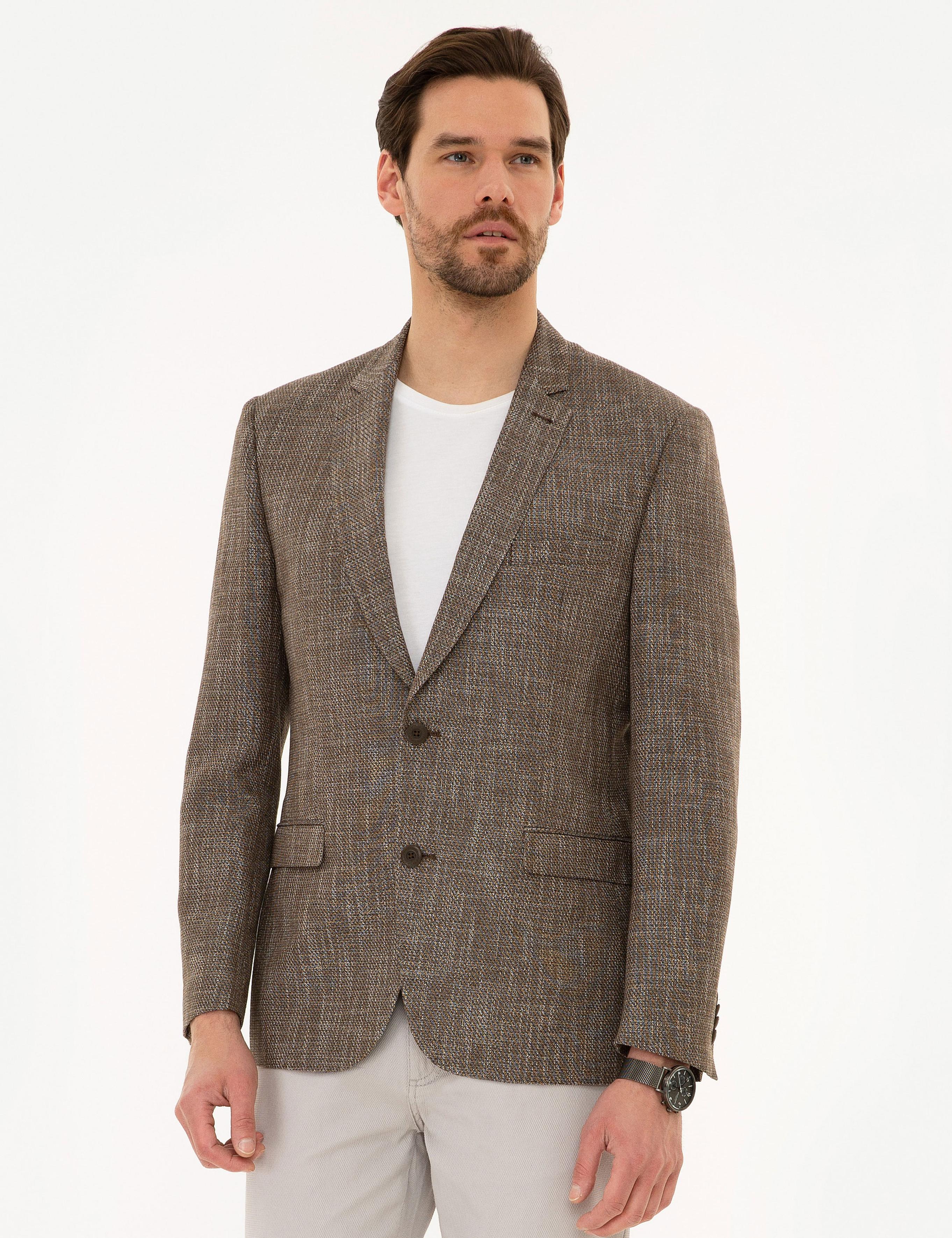 Kahverengi Slim Fit Ceket