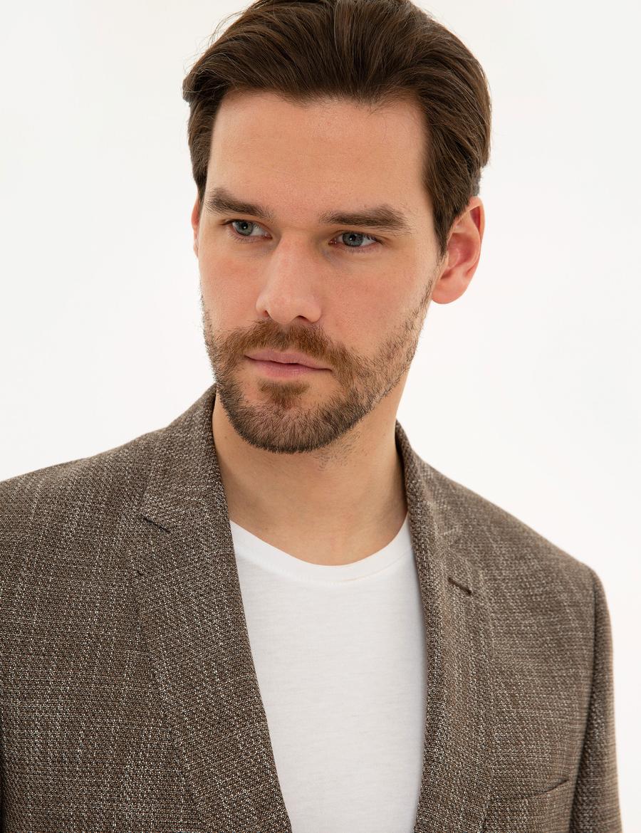 Kahverengi Slim Fit Ceket