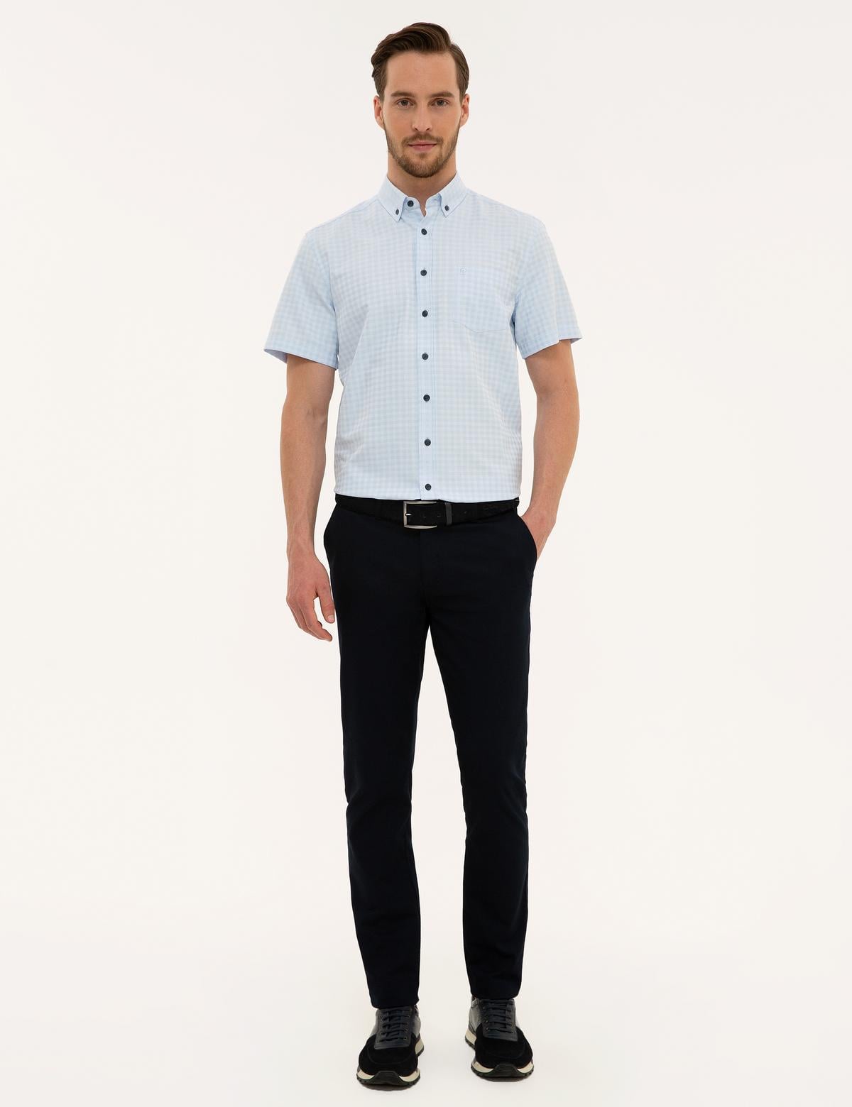 Açık Mavi Regular Fit Kısa Kollu Gömlek - 50219308003