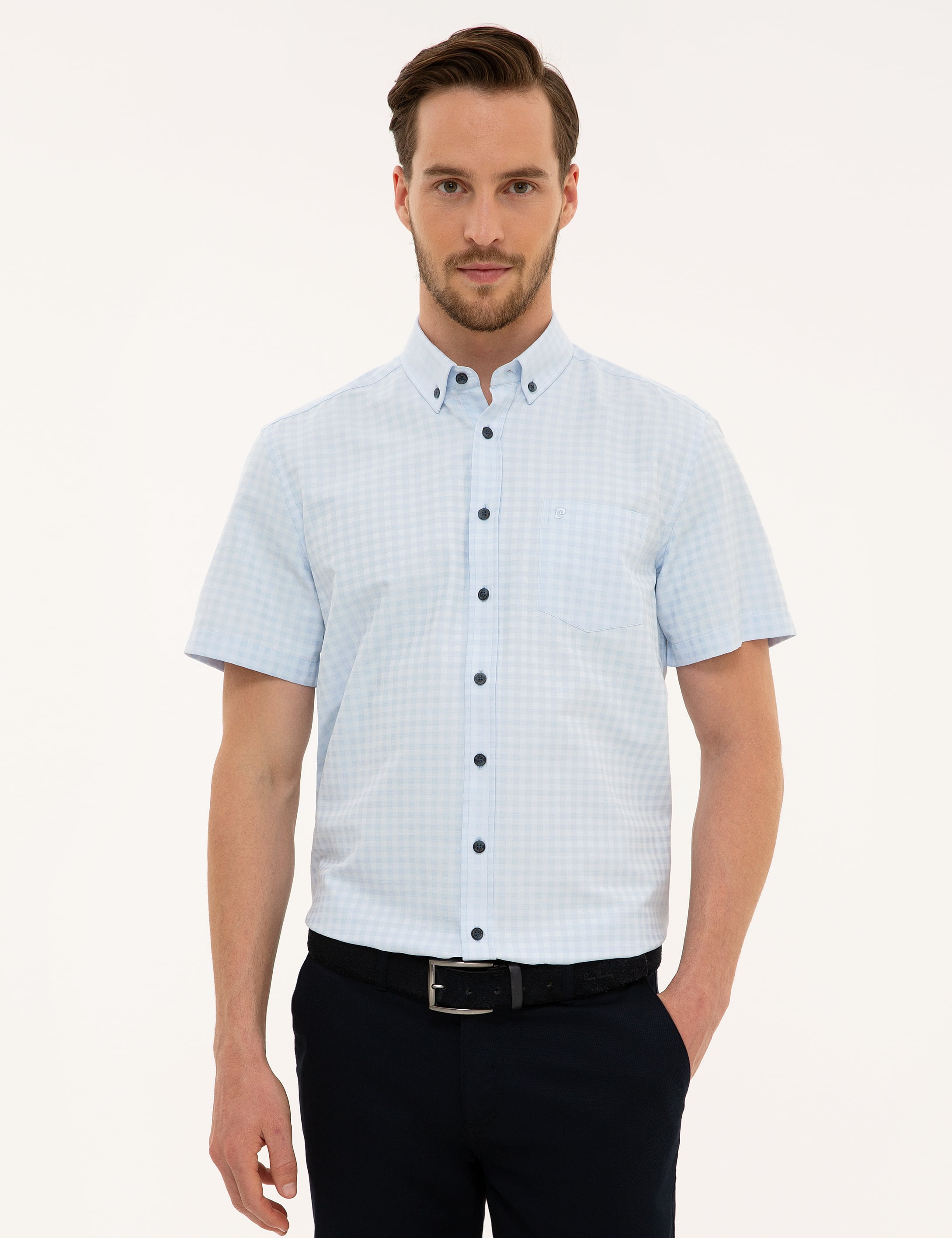 Açık Mavi Regular Fit Kısa Kollu Gömlek - Image 1