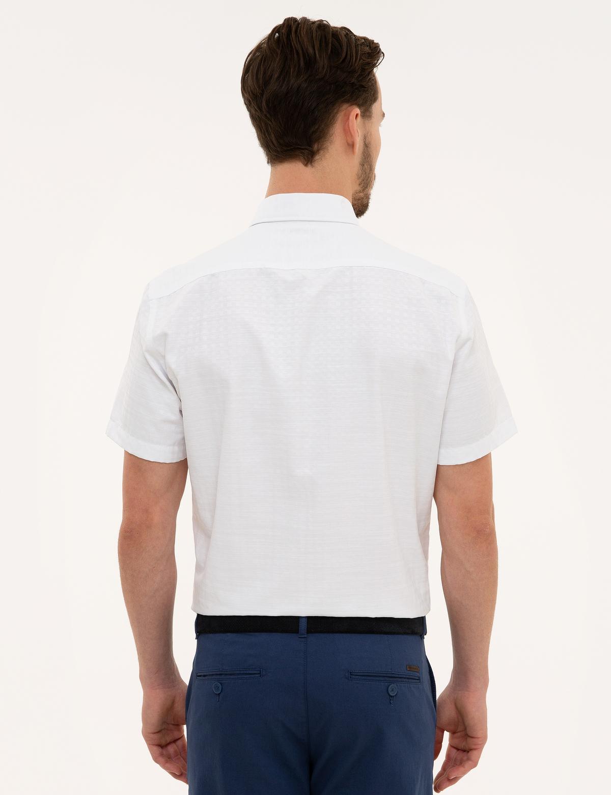 Beyaz Regular Fit Kısa Kollu Gömlek - 50219308018