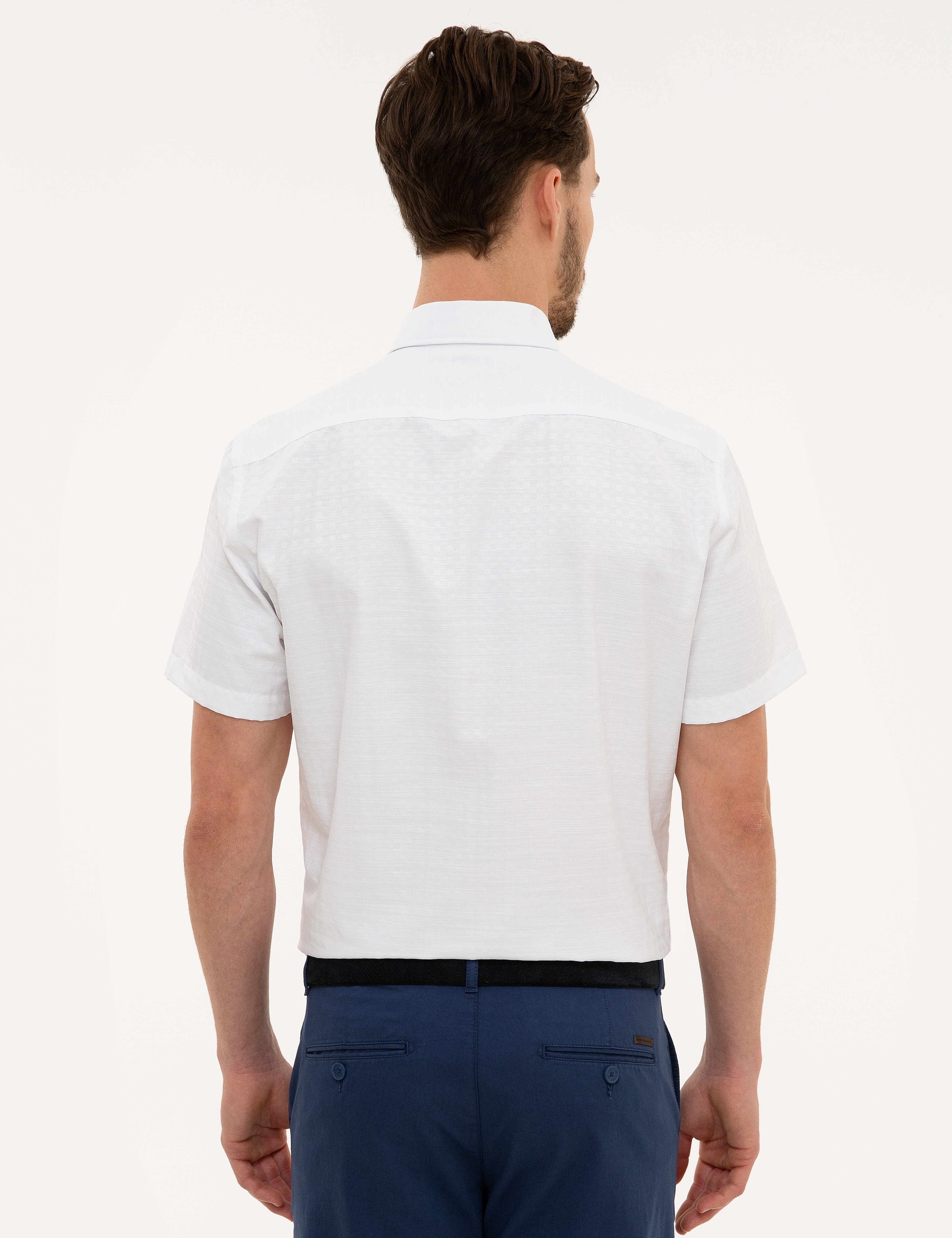 Beyaz Regular Fit Kısa Kollu Gömlek - Image 3