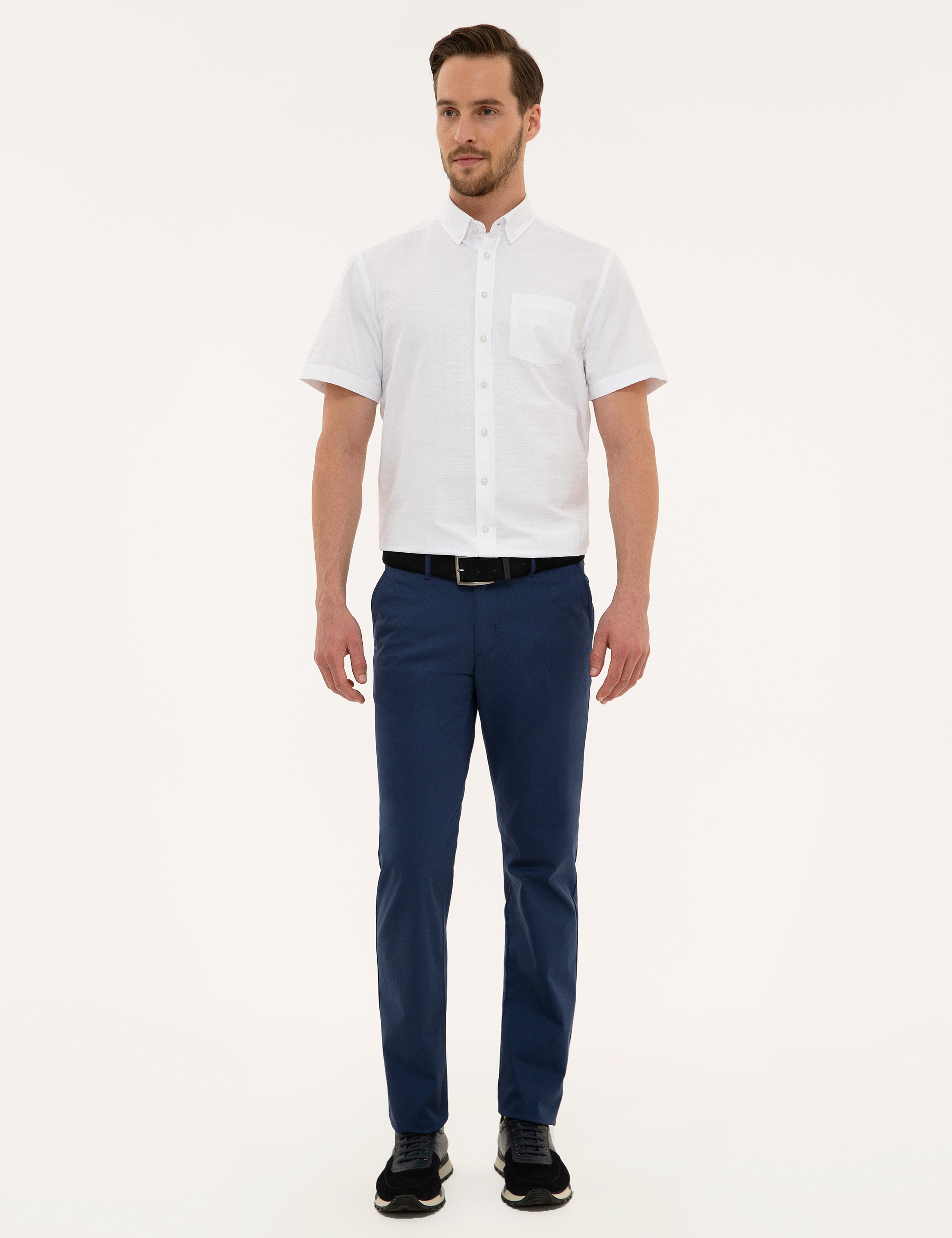 Beyaz Regular Fit Kısa Kollu Gömlek - Image 4