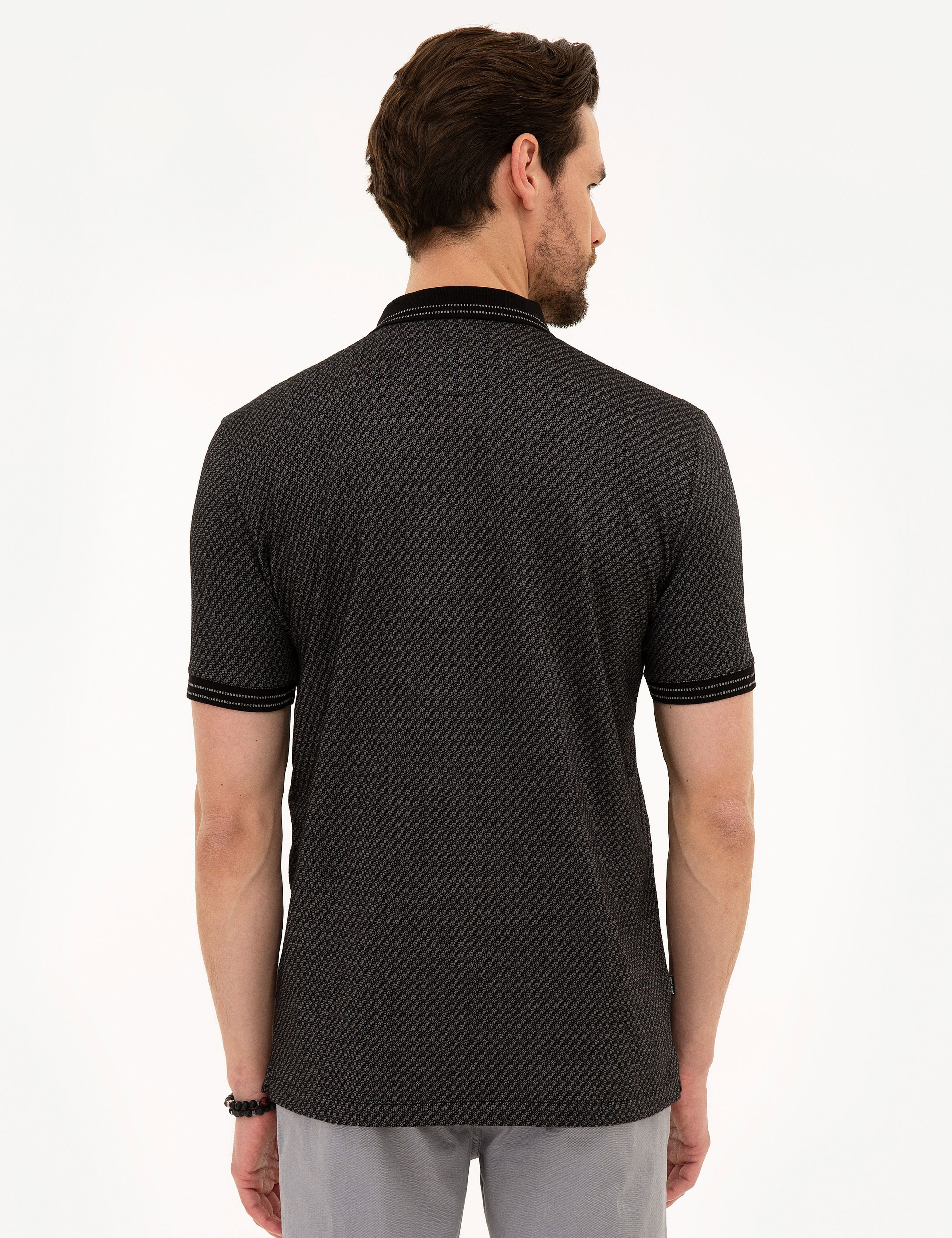 Siyah Regular Fit Polo Yaka Tişört - Image 3