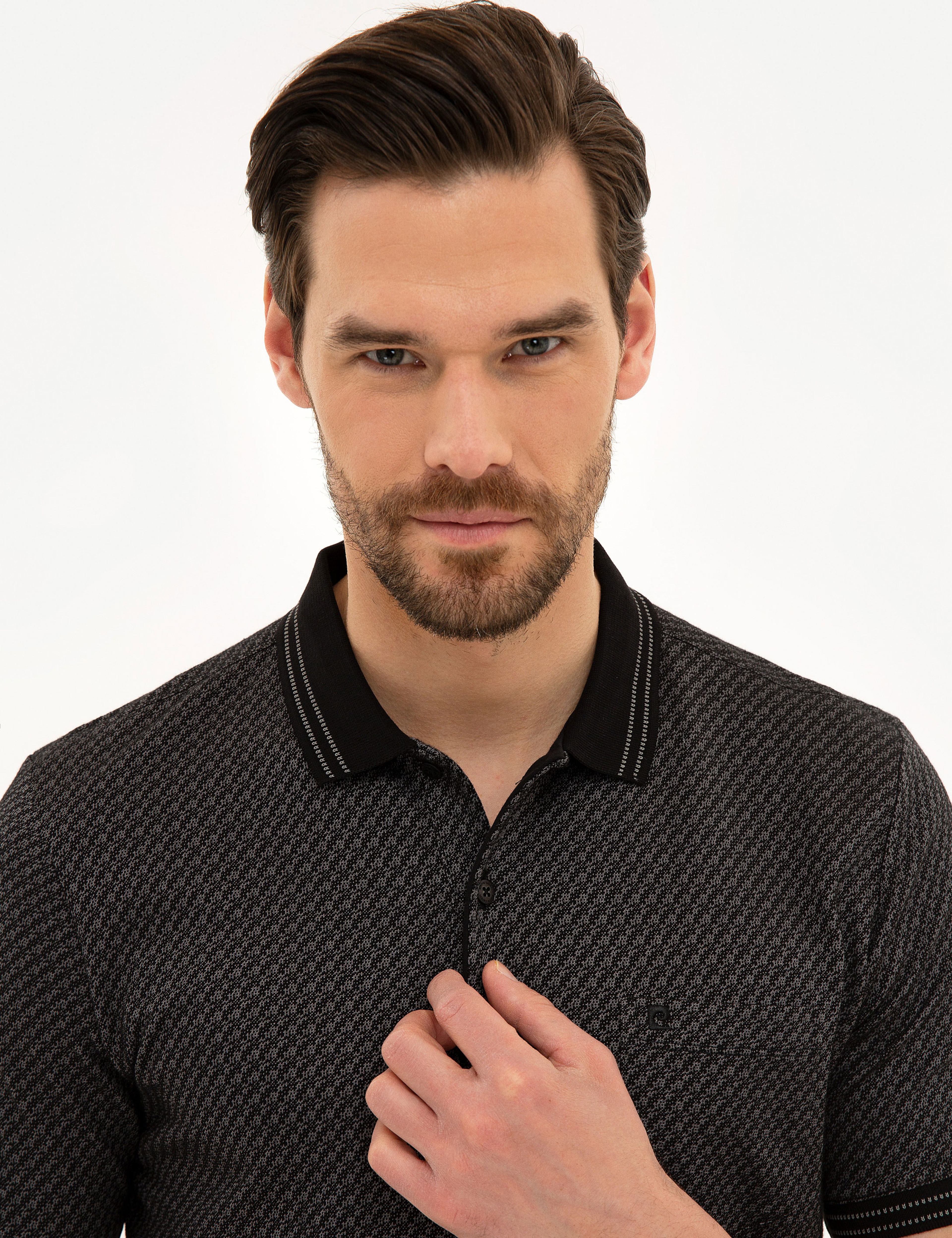 Siyah Regular Fit Polo Yaka Tişört - Image 2