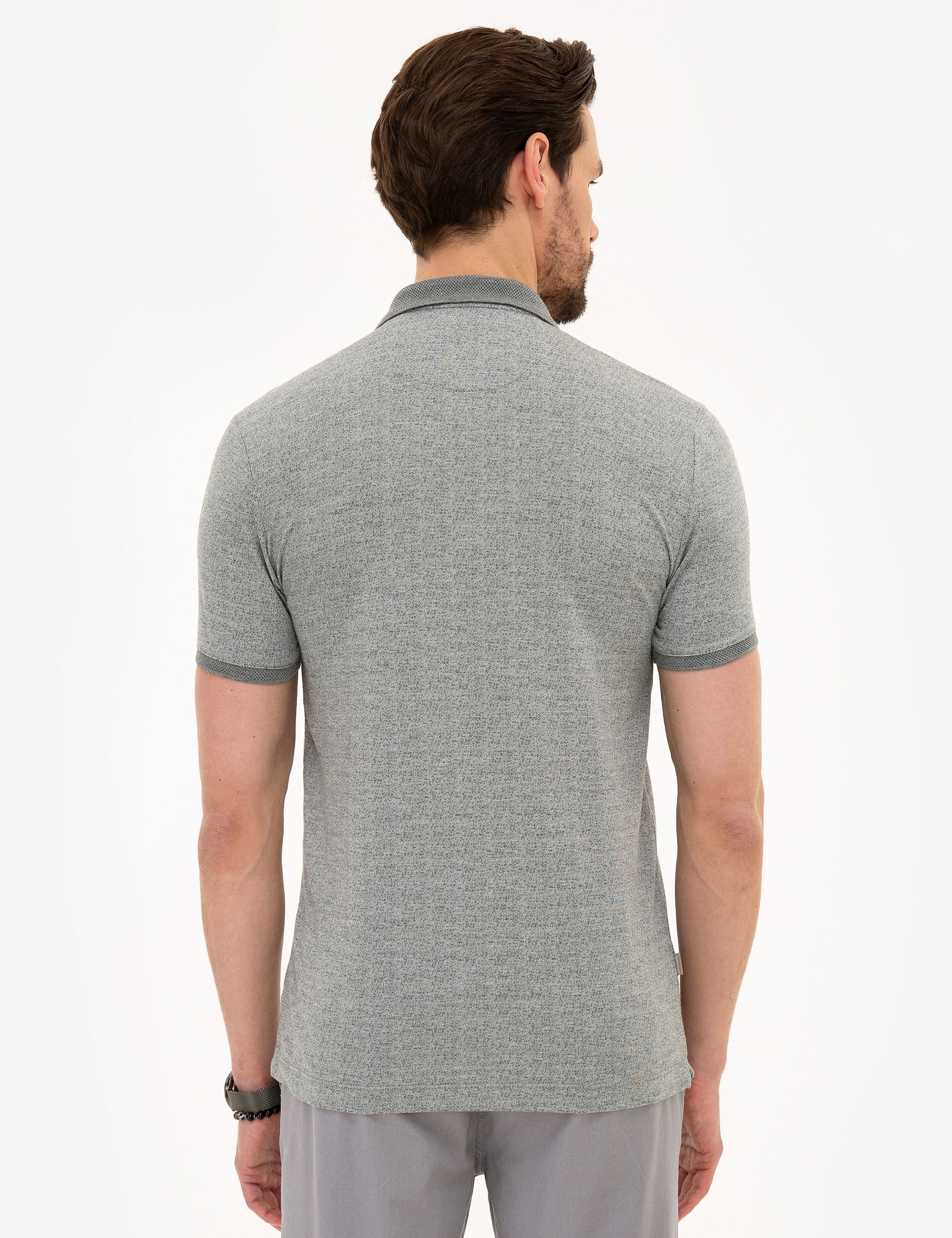 Gri Melanj Slim Fit Polo Yaka Tişört