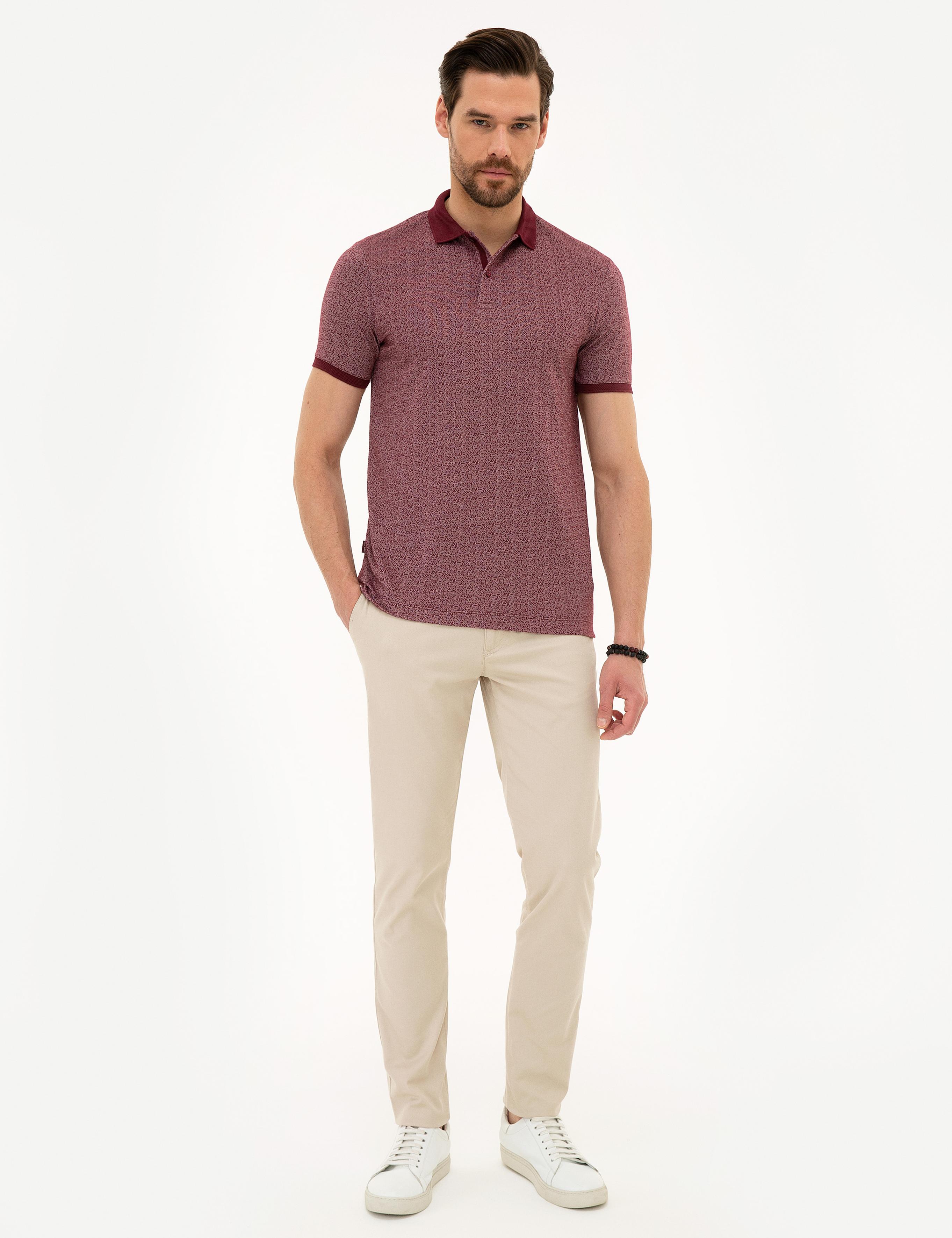 Bordo Slim Fit Polo Yaka T-Shirt