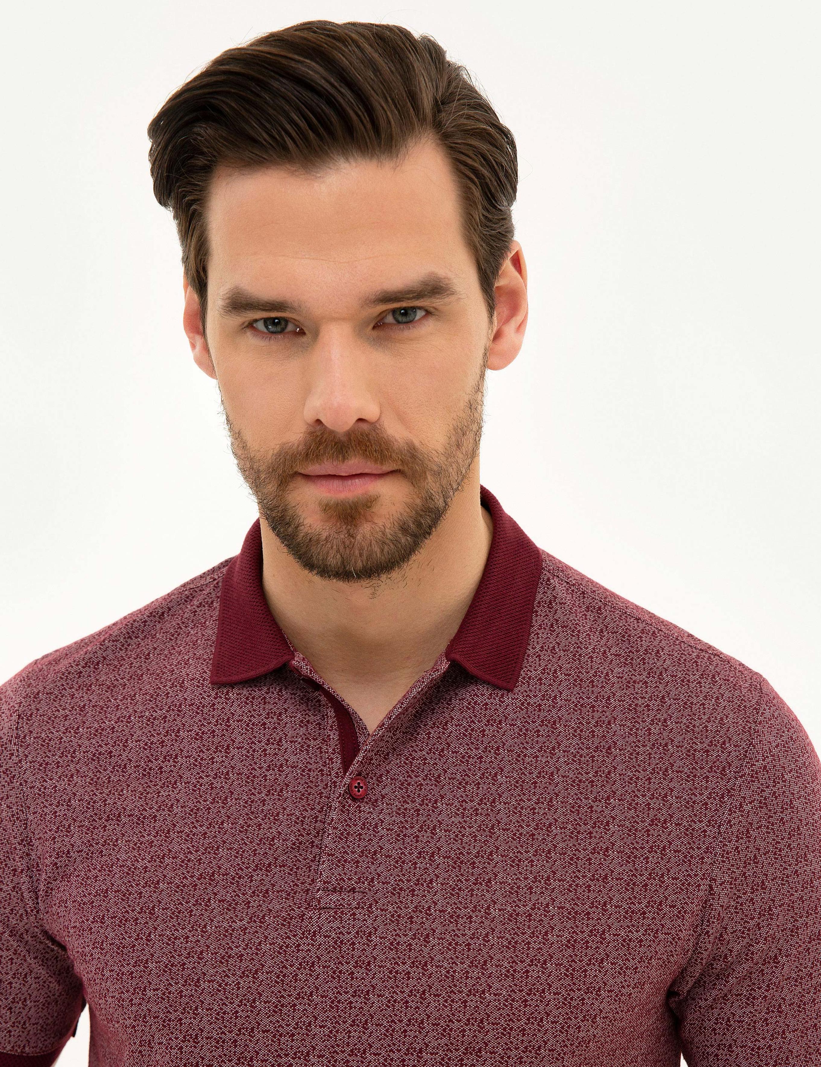 Bordo Slim Fit Polo Yaka T-Shirt