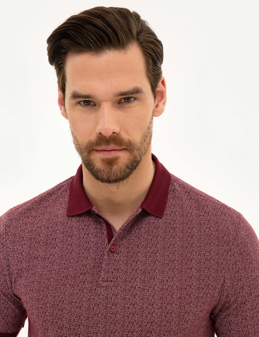 Bordo Slim Fit Polo Yaka T-Shirt