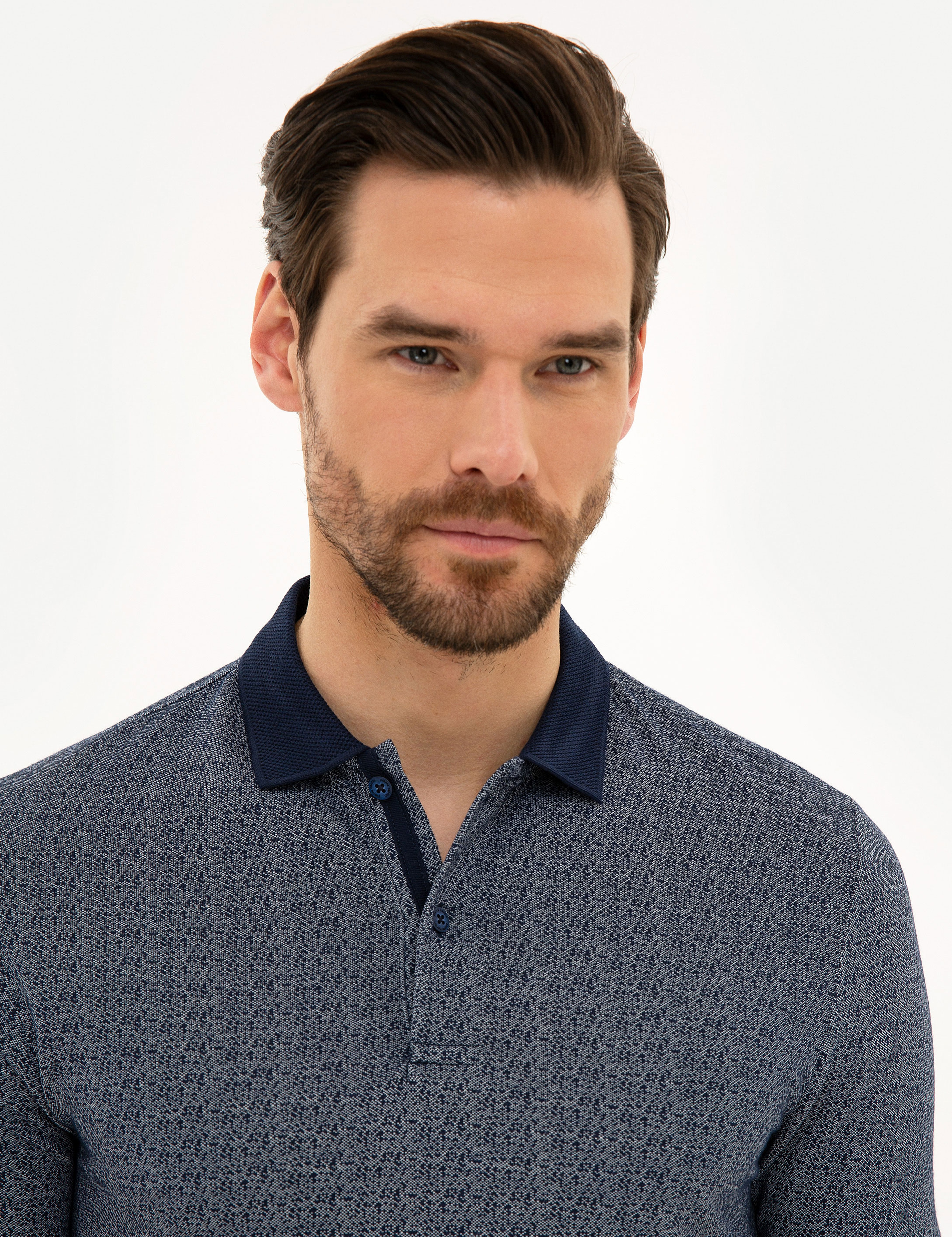 Lacivert Slim Fit Polo Yaka Tişört - Image 2