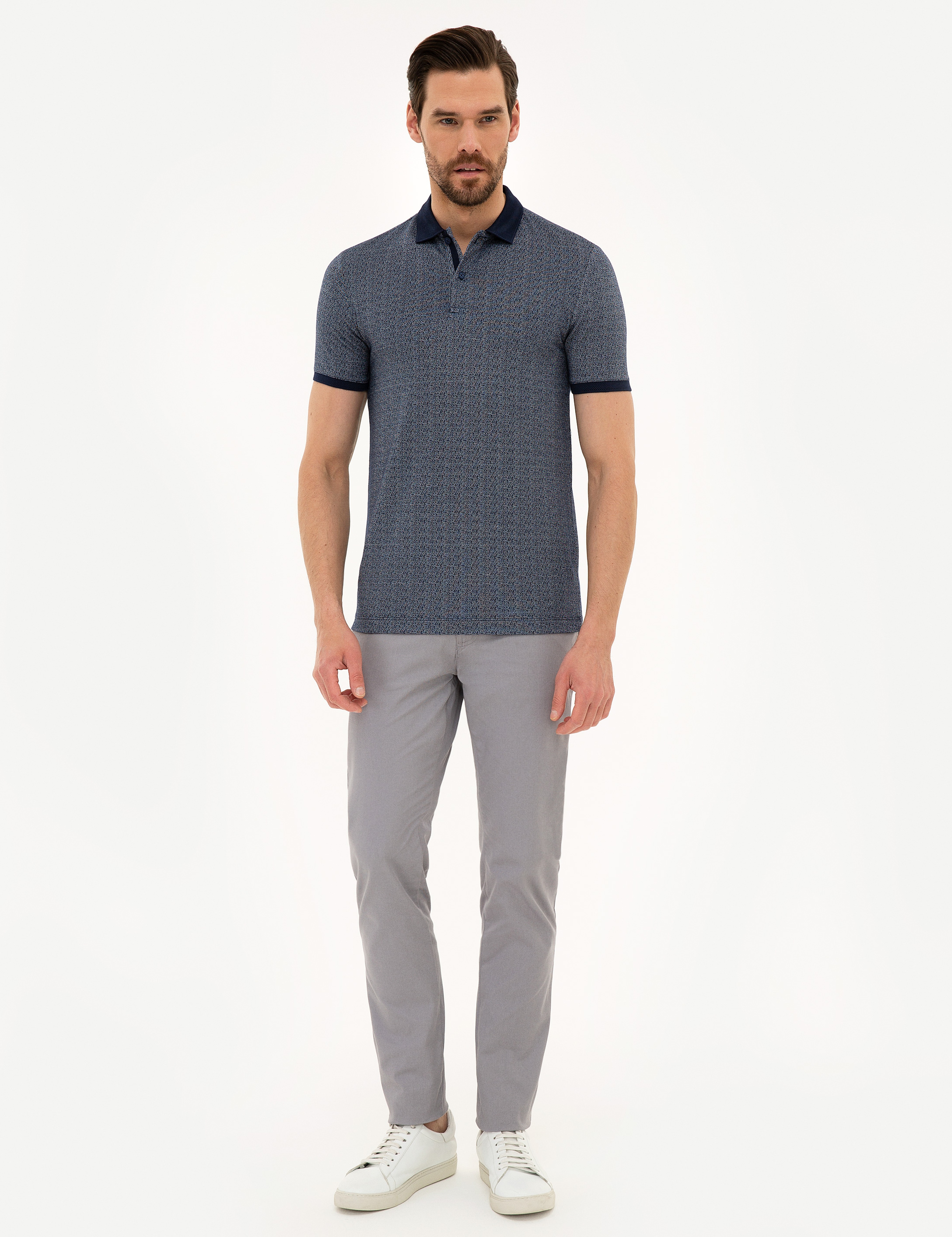 Lacivert Slim Fit Polo Yaka Tişört - Image 4