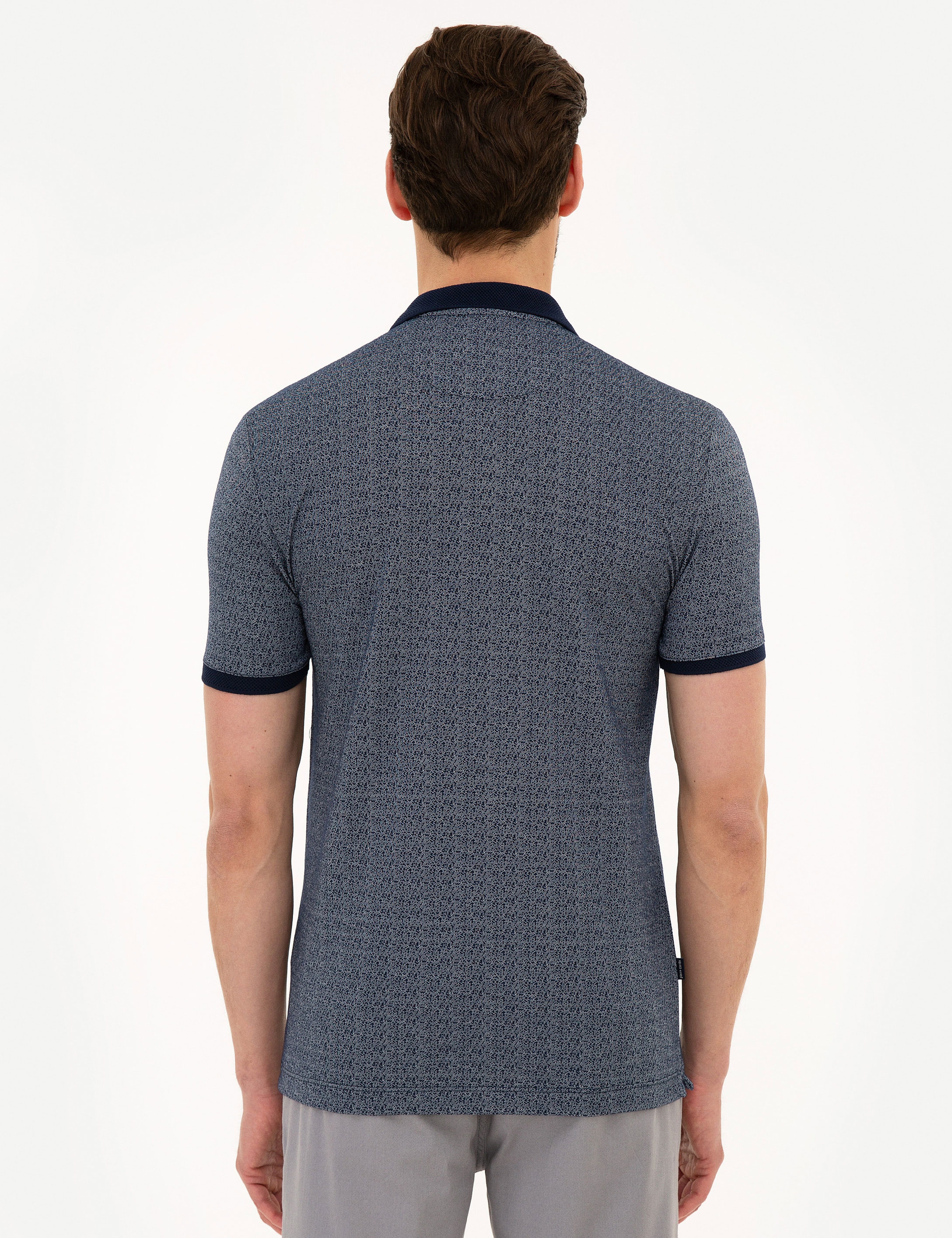 Lacivert Slim Fit Polo Yaka Tişört - Image 3