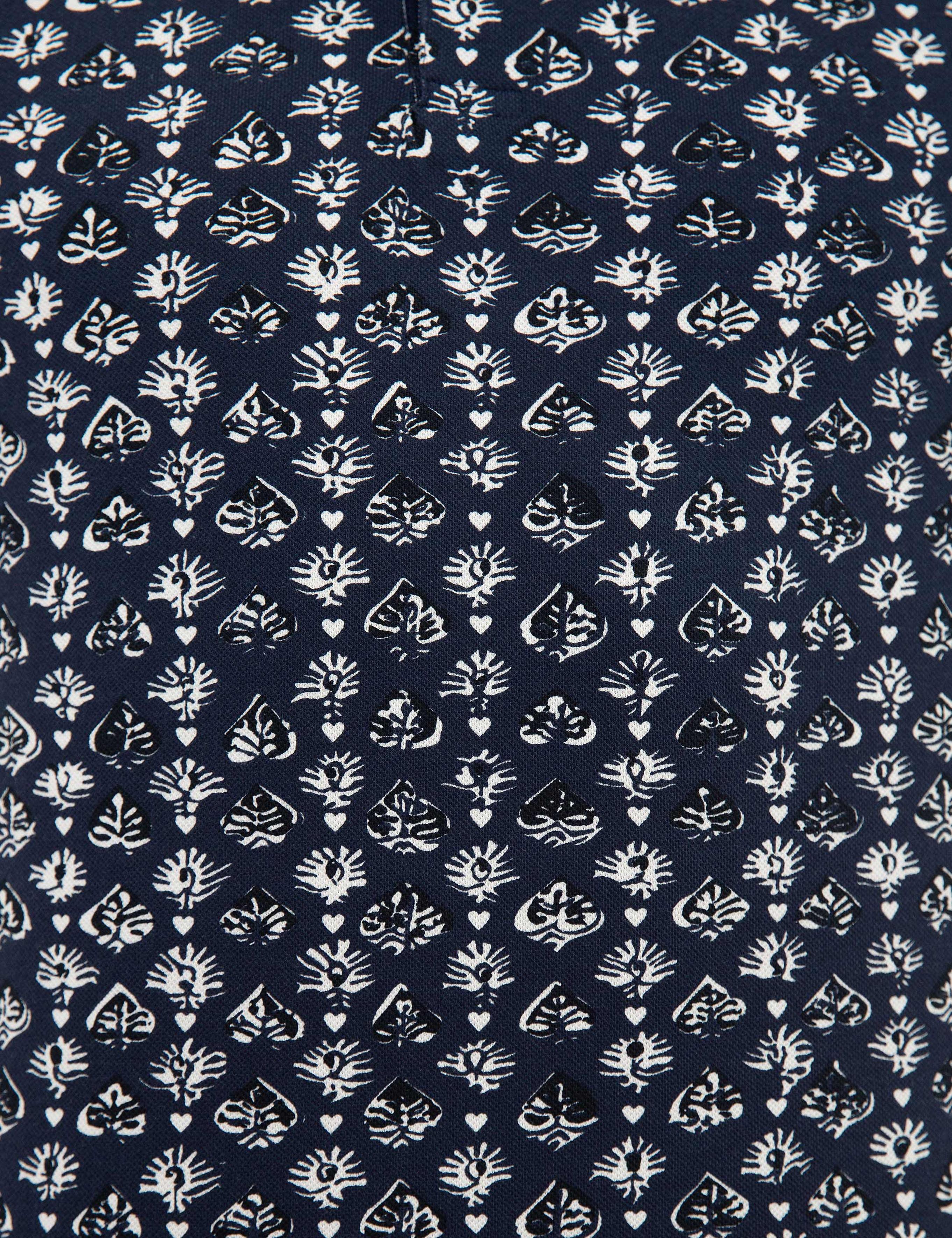 Lacivert Slim Fit Baskılı Polo Yaka Tişört