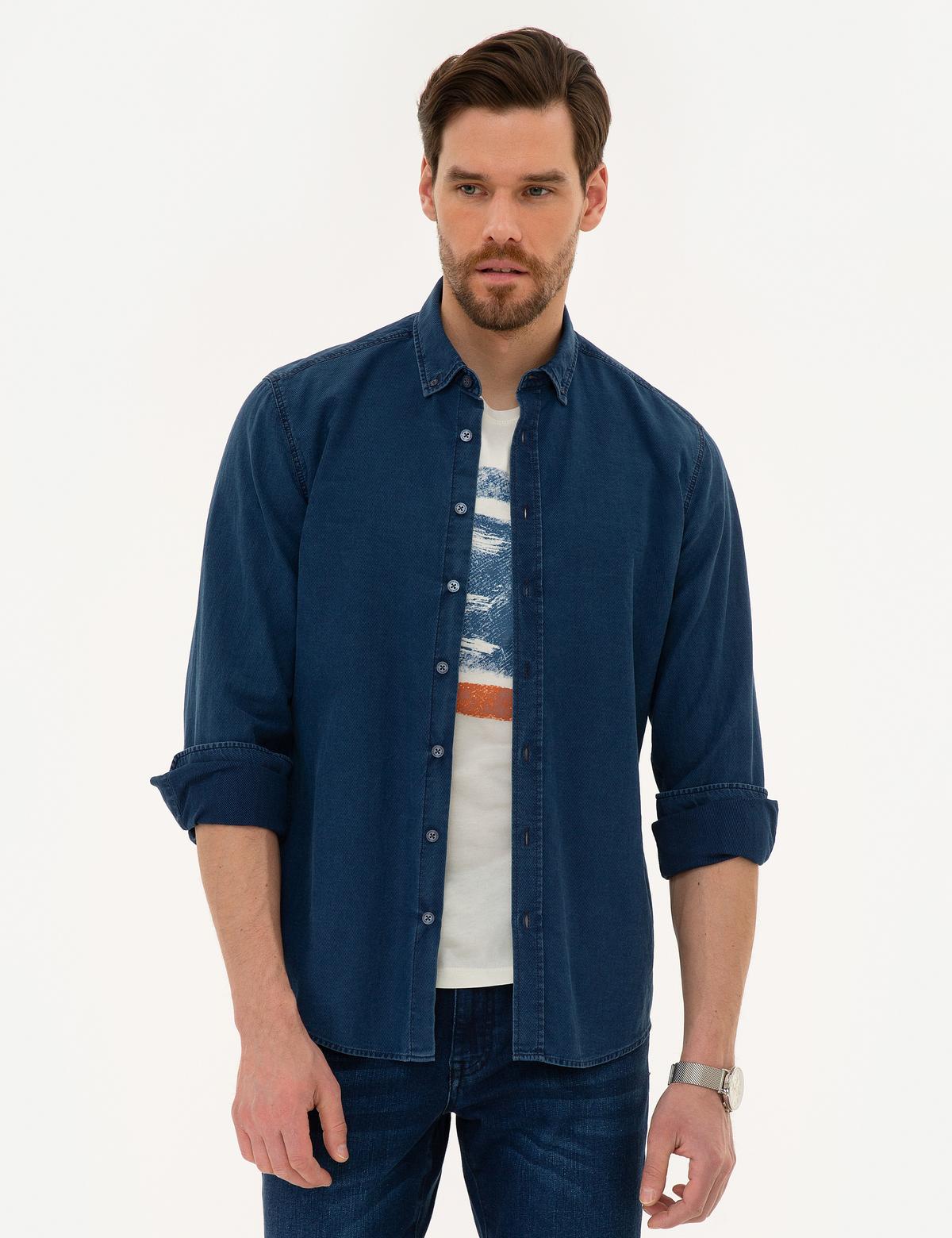 Koyu Mavi Slim Fit Gömlek - 50220242006