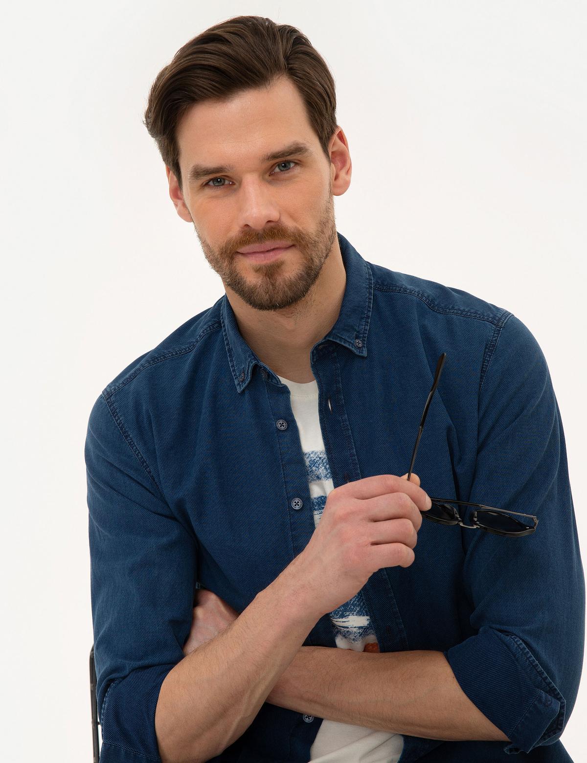 Koyu Mavi Slim Fit Gömlek