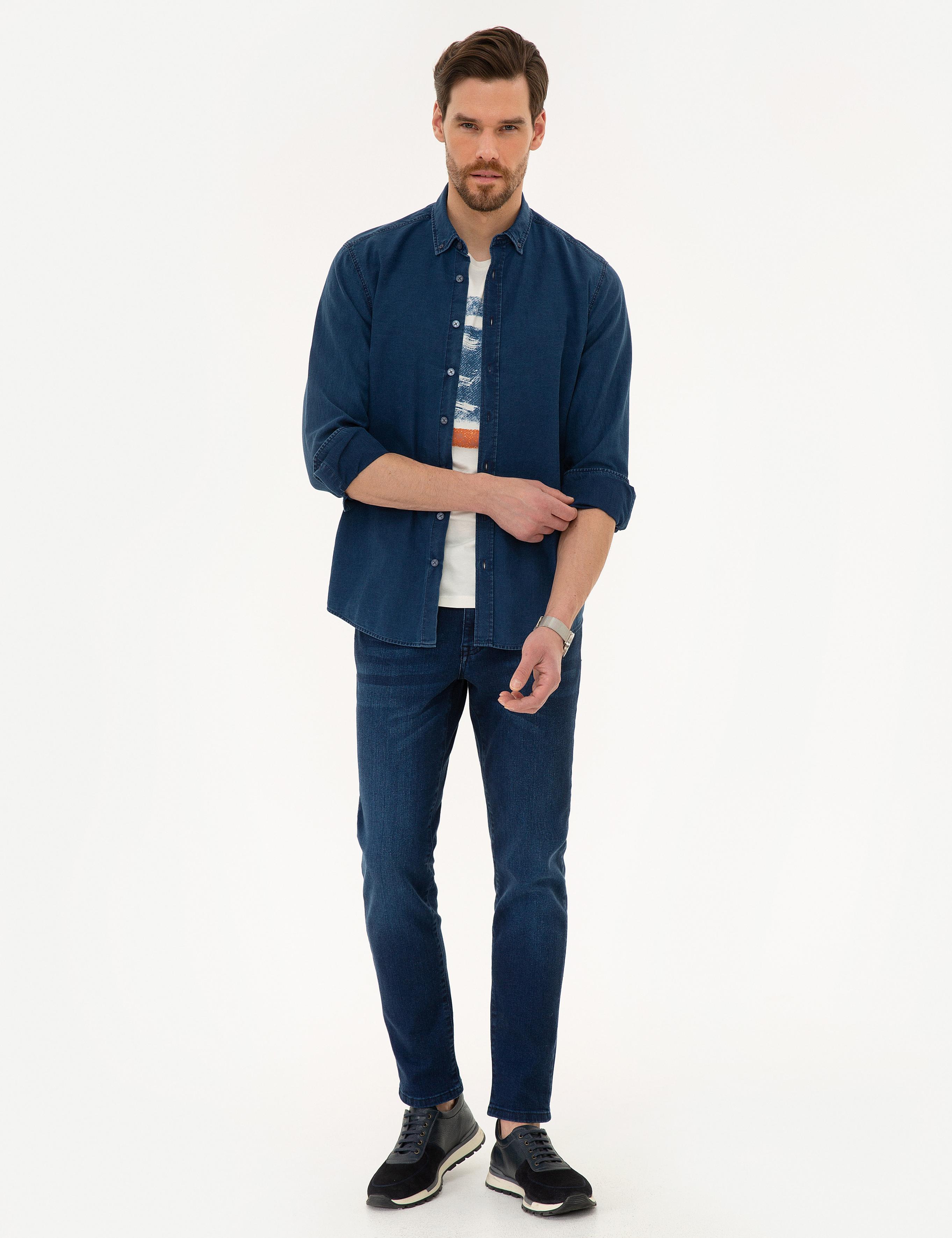 Koyu Mavi Slim Fit Gömlek