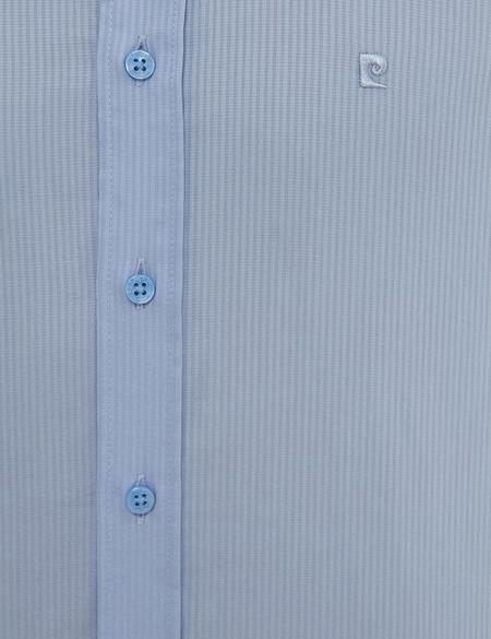 Açık Mavi Slim Fit Armürlü Gömlek - 50219268018