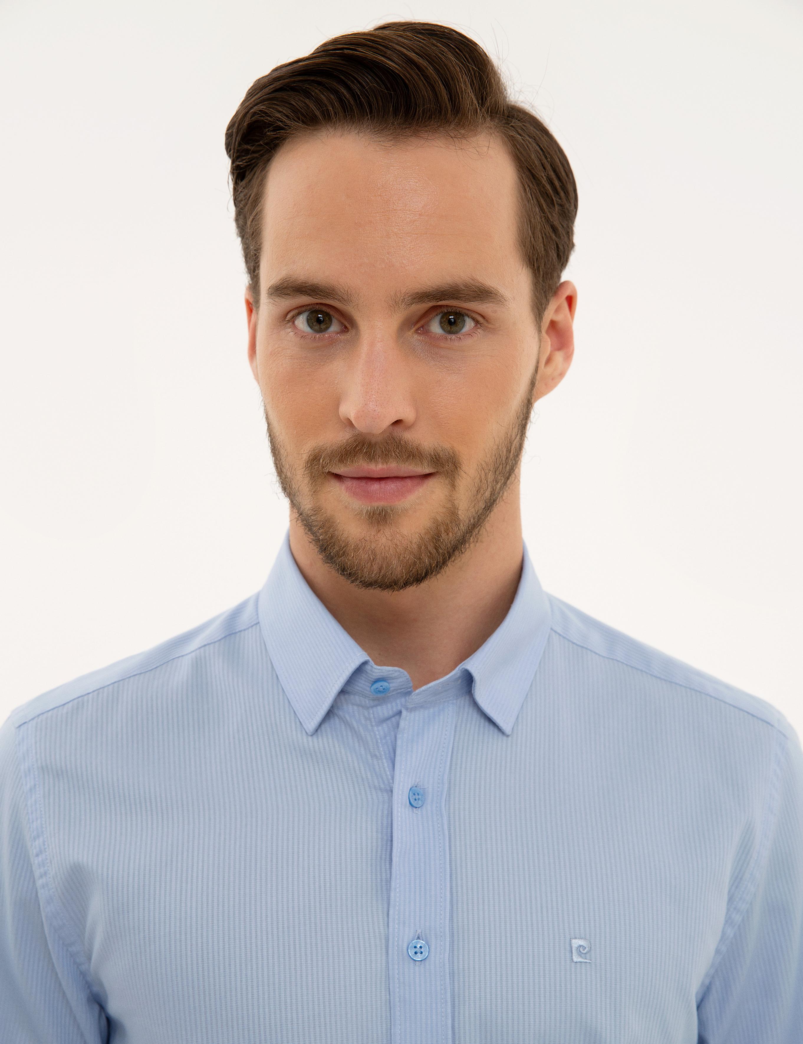 Açık Mavi Slim Fit Armürlü Gömlek
